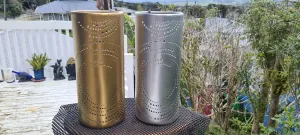 SILVER & GOLD CERAMIC SWIRL LAMPS-painted by me