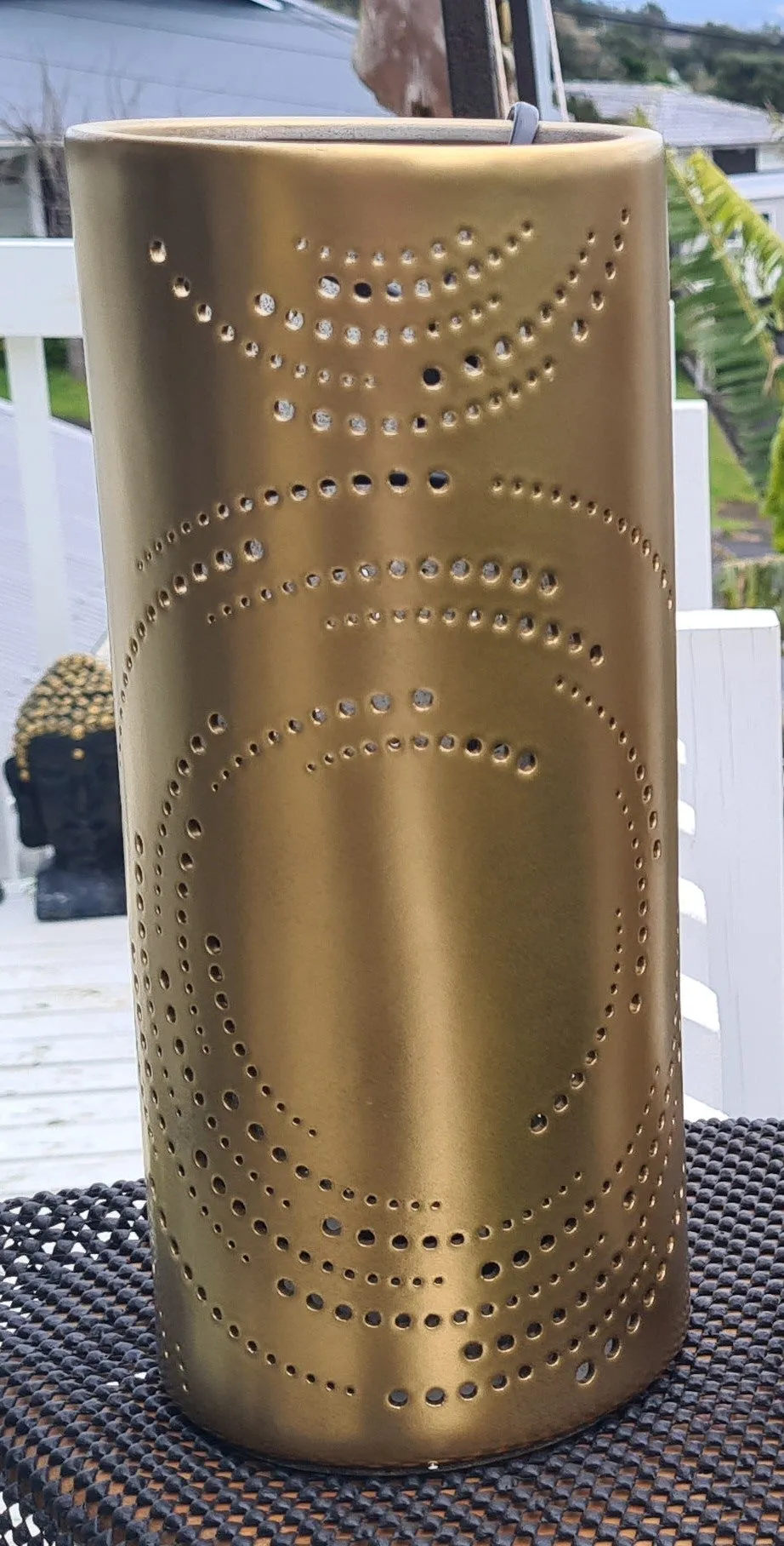 SILVER & GOLD CERAMIC SWIRL LAMPS-painted by me