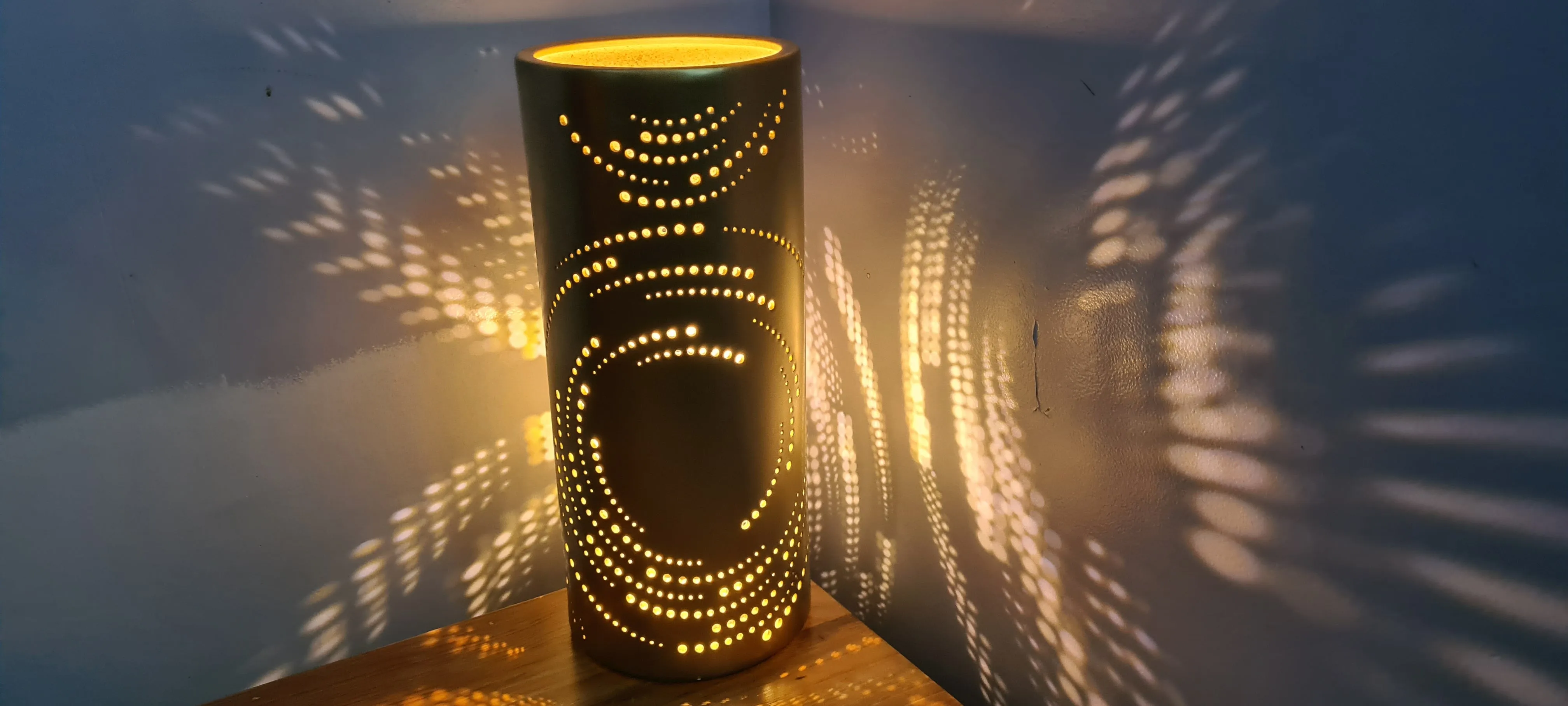 SILVER & GOLD CERAMIC SWIRL LAMPS-painted by me