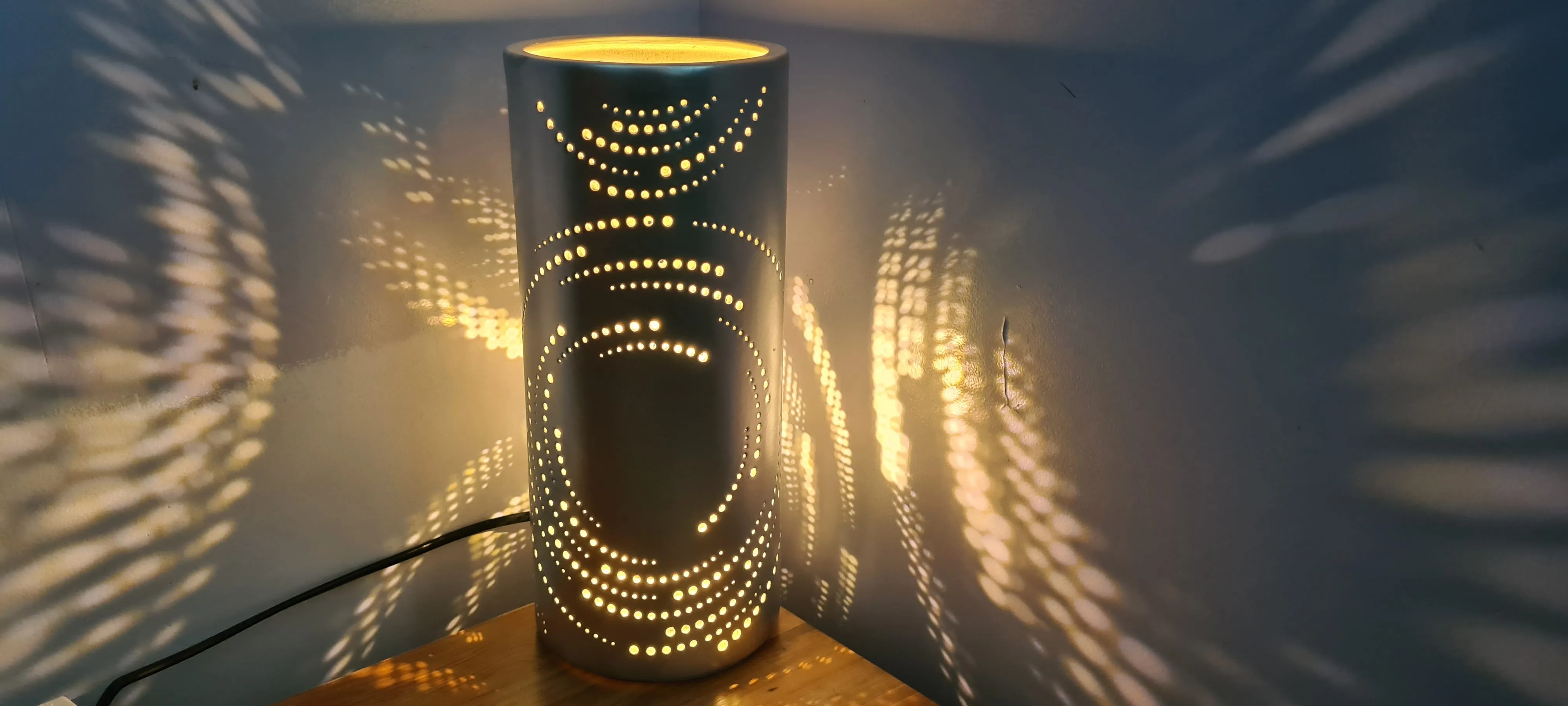 SILVER & GOLD CERAMIC SWIRL LAMPS-painted by me