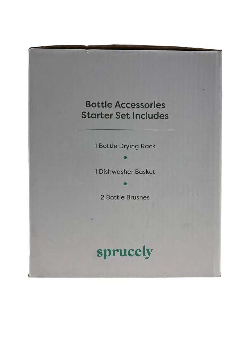 Sprucely Bottle Accessories Starter Set, White/Sage
