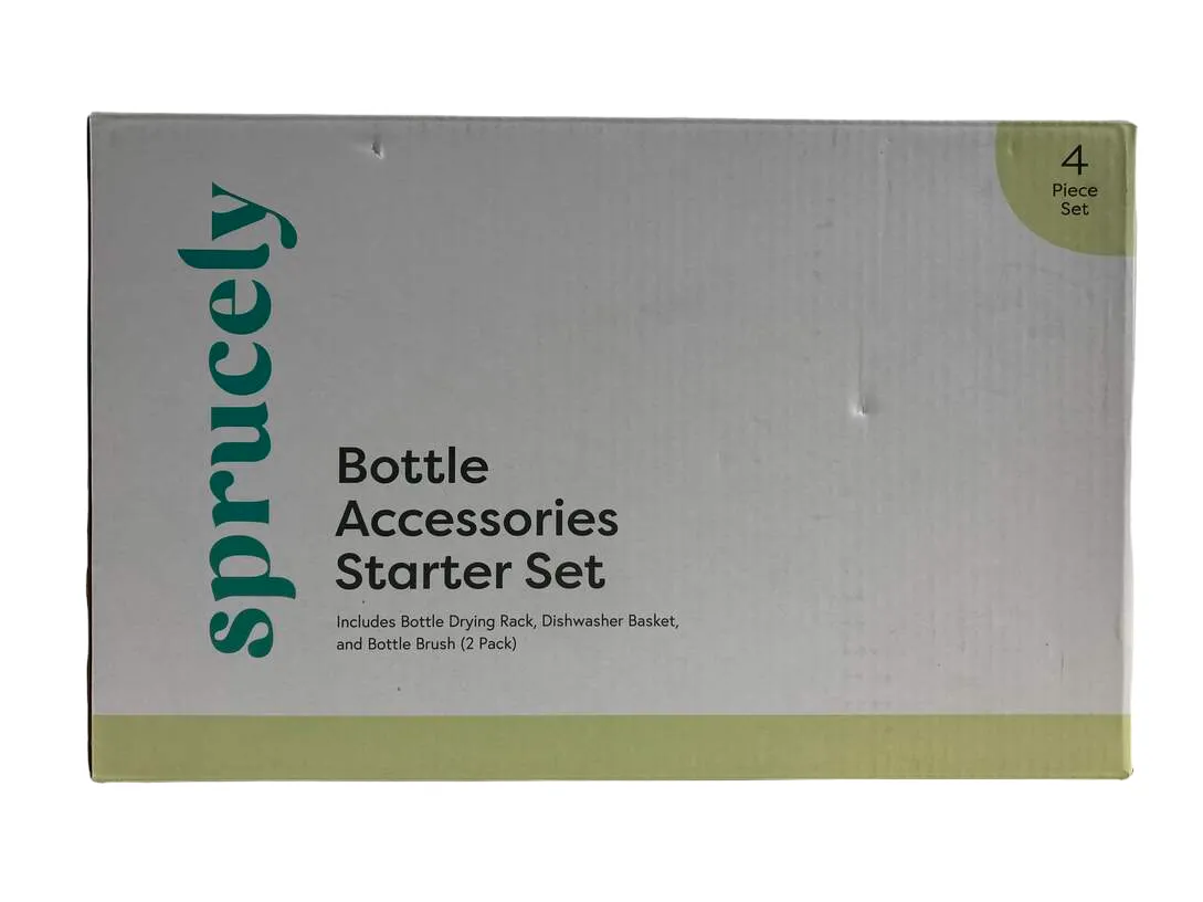 Sprucely Bottle Accessories Starter Set, White/Sage