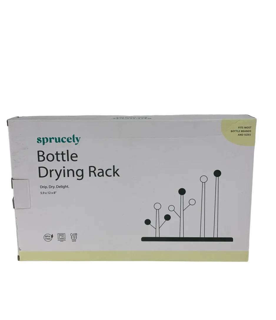 Sprucely Bottle Drying Rack, White/Sage