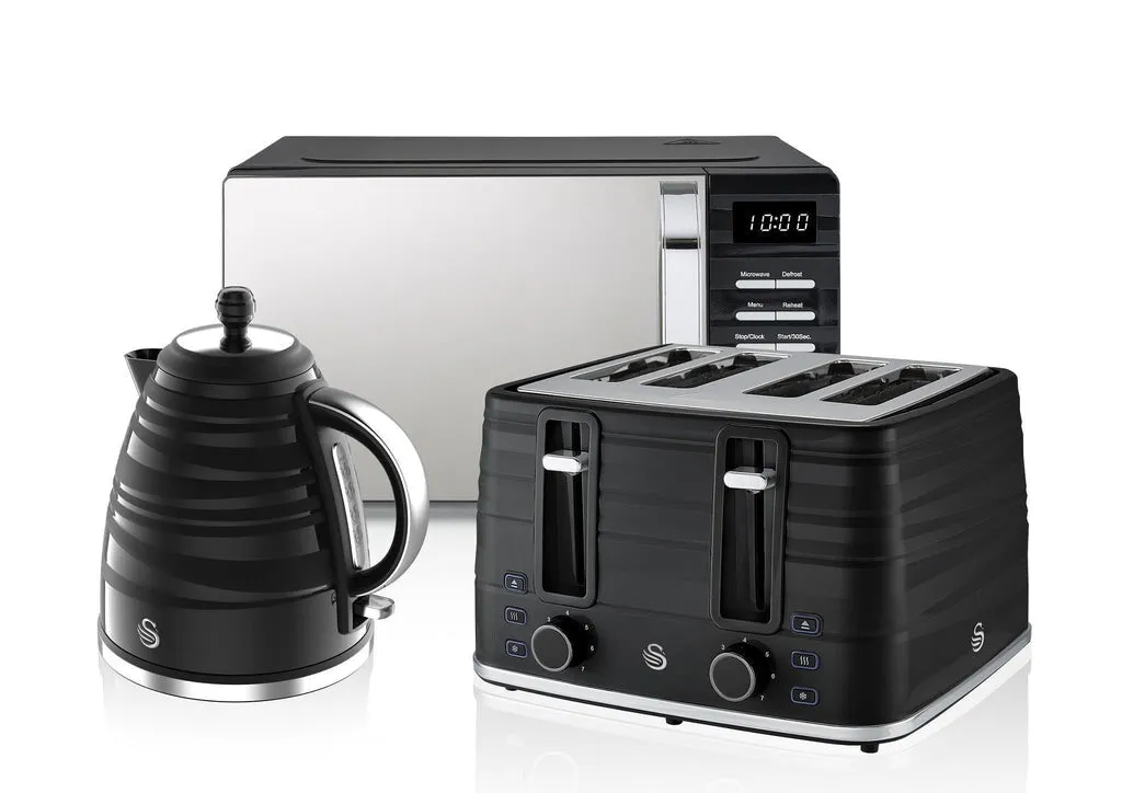 Swan 4 Slice Black Toaster
