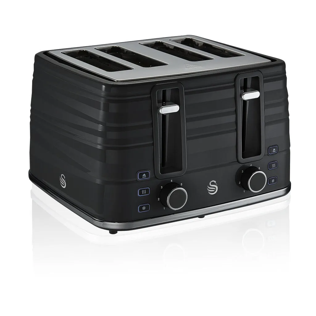 Swan 4 Slice Black Toaster
