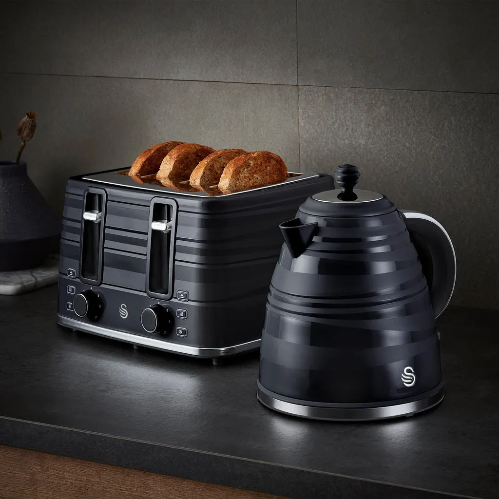 Swan 4 Slice Black Toaster