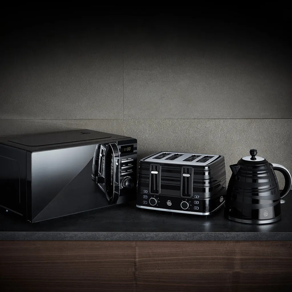Swan 4 Slice Black Toaster