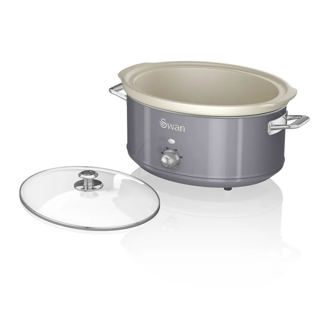 Swan 6.5L Slow Cooker Retro Grey