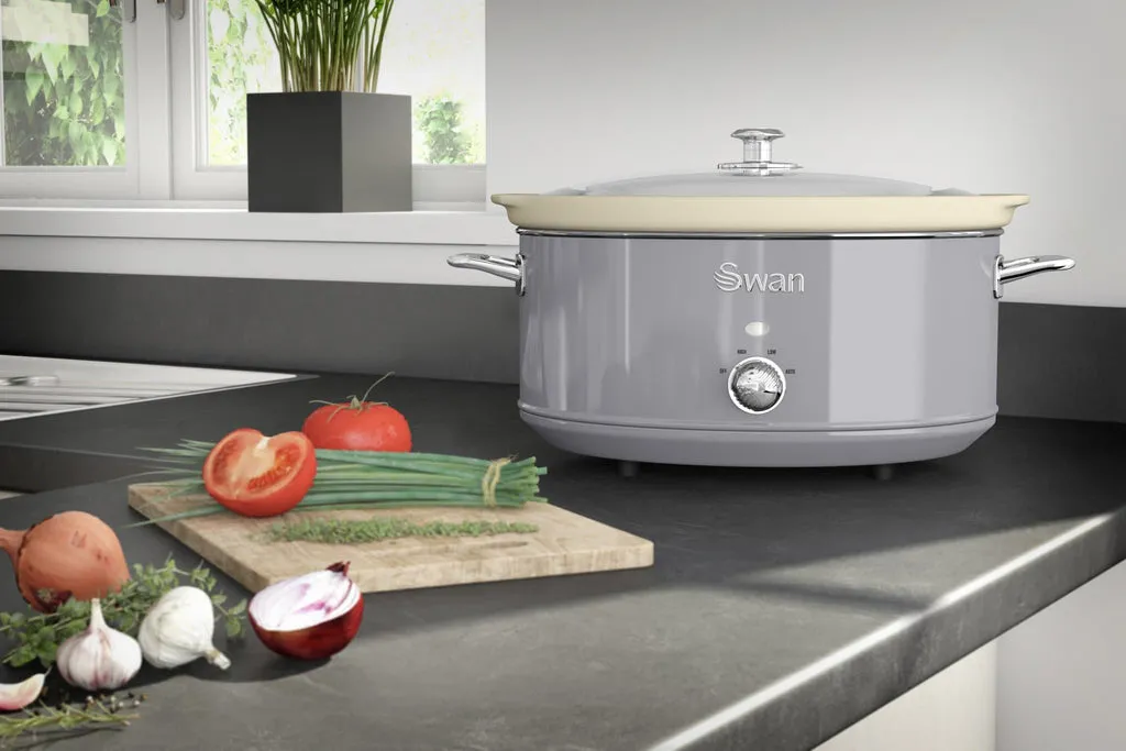 Swan 6.5L Slow Cooker Retro Grey