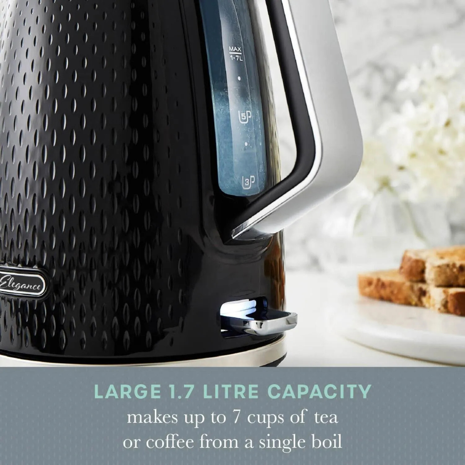 Swan Elegance  1.7L 3000W Kettle - Black