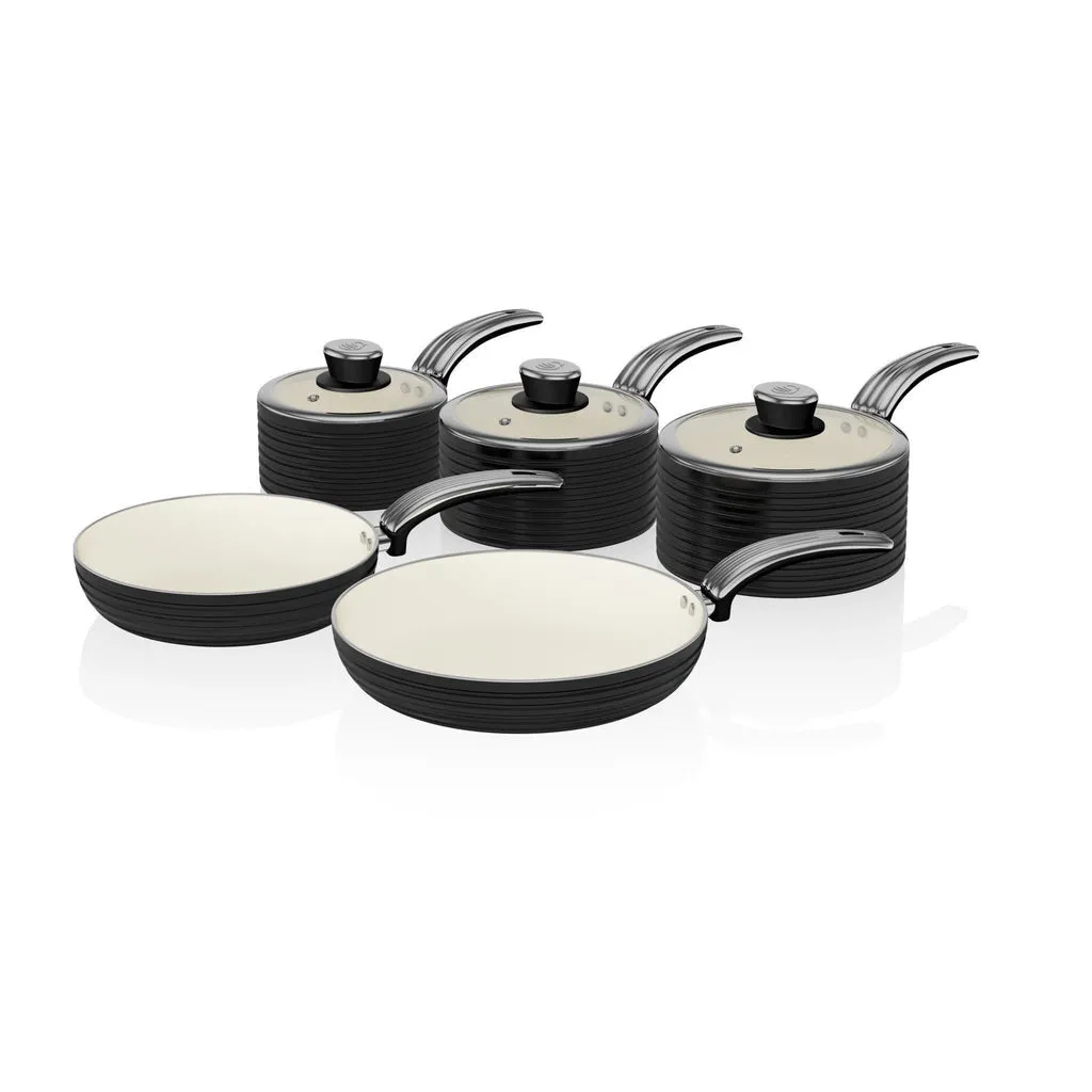 Swan Retro 5 Piece Pan Set Black