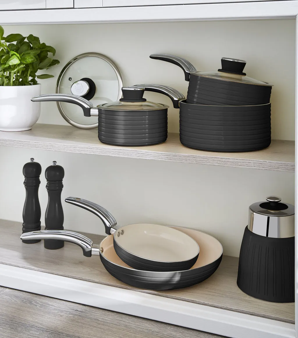 Swan Retro 5 Piece Pan Set Black