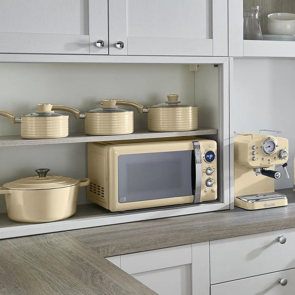 Swan Retro 5 Piece Pan Set Cream