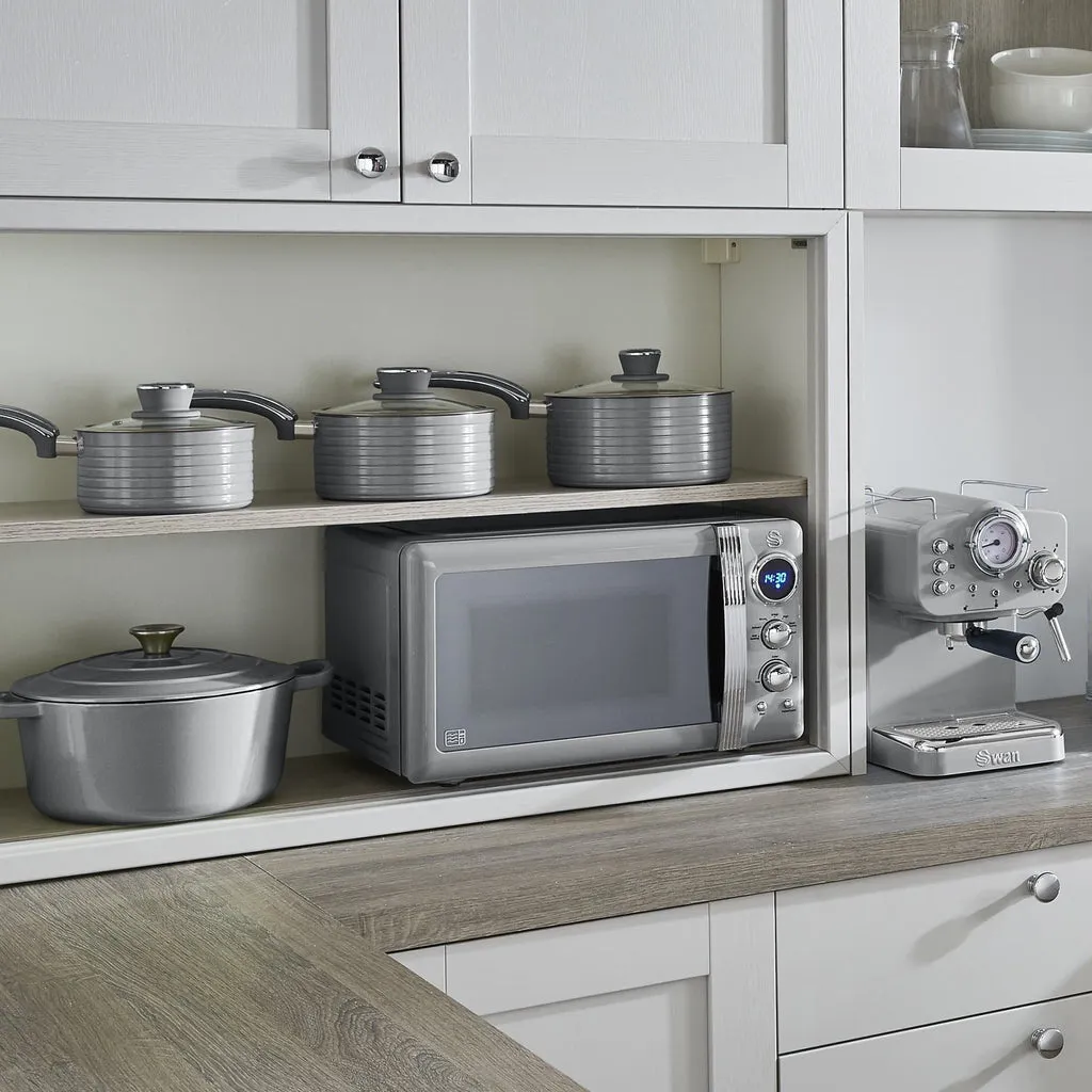 Swan Retro 5 Piece Pan Set Grey