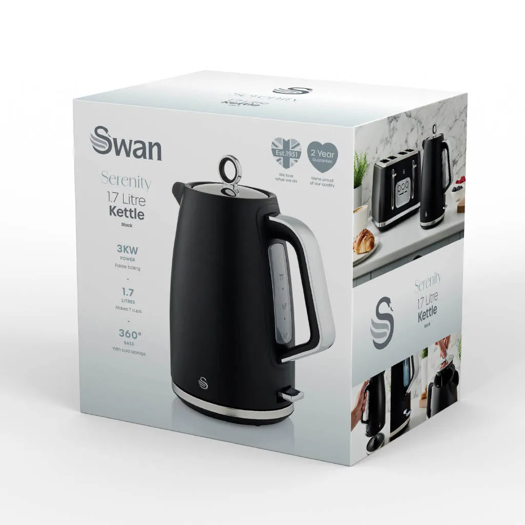 Swan Serenity 1.7 L 3000W Kettle- Black