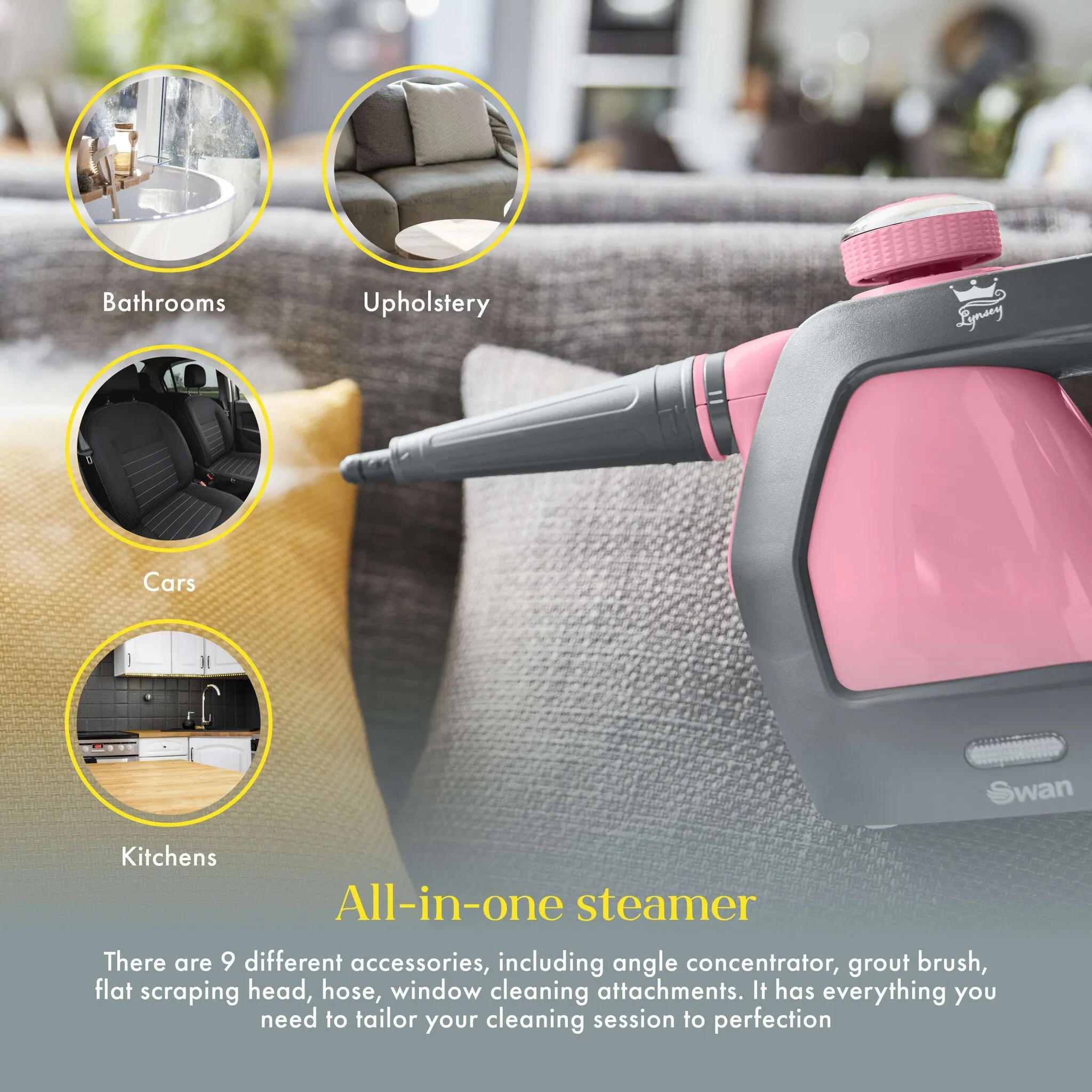 Swan x Lynsey Queen of Clean SC17350QOCN Handheld Steam Cleaner