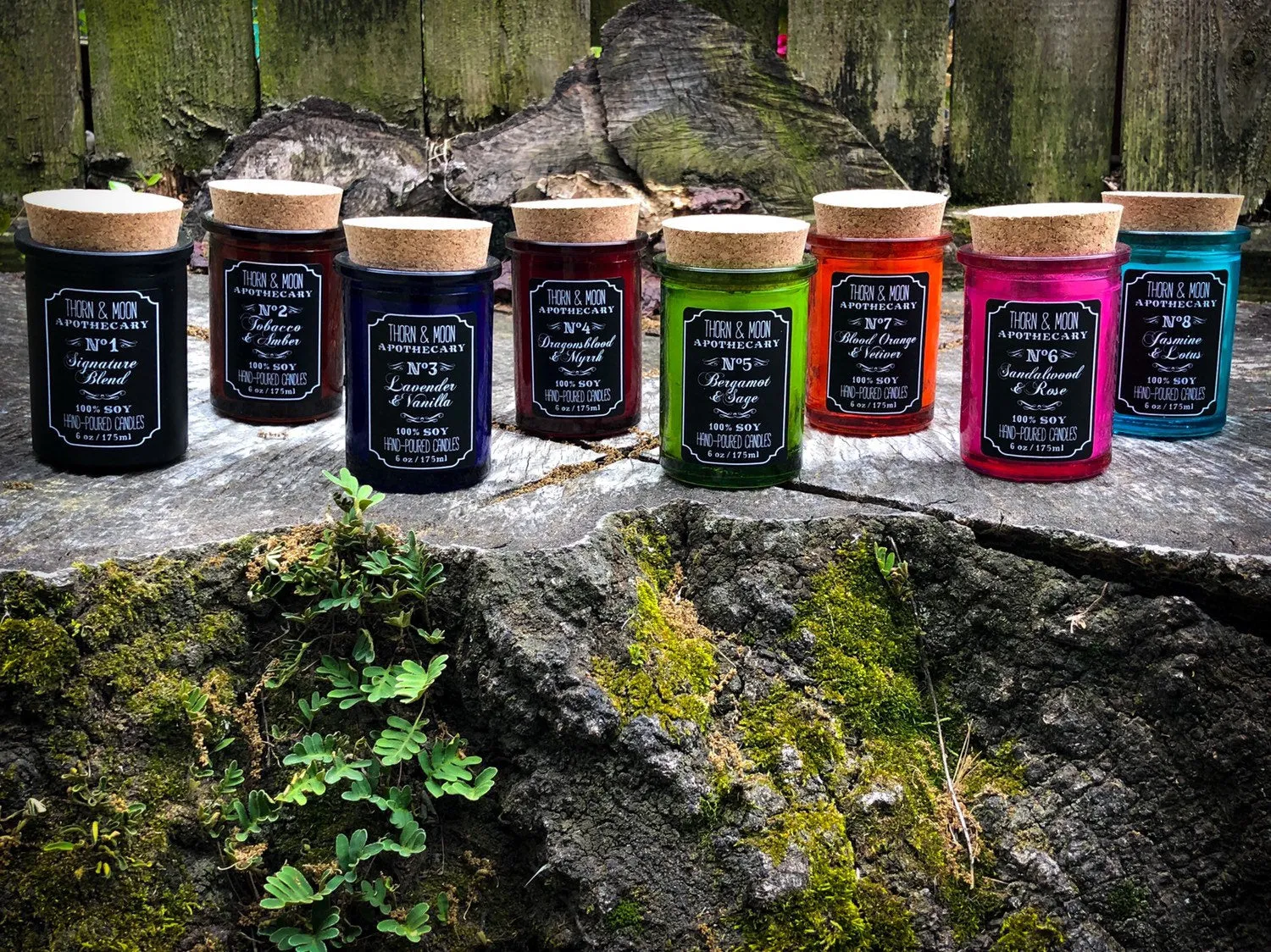 Thorn & Moon Apothecary Candle - No. 8 - Jasmine and Lotus Flower - 100% Soy - Scented Candle - Essential Oil and Fragrance Oil blend, Herb