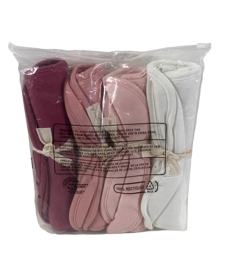 Tiny Kind Burp Cloth 4 Pack, Solid Pinks
