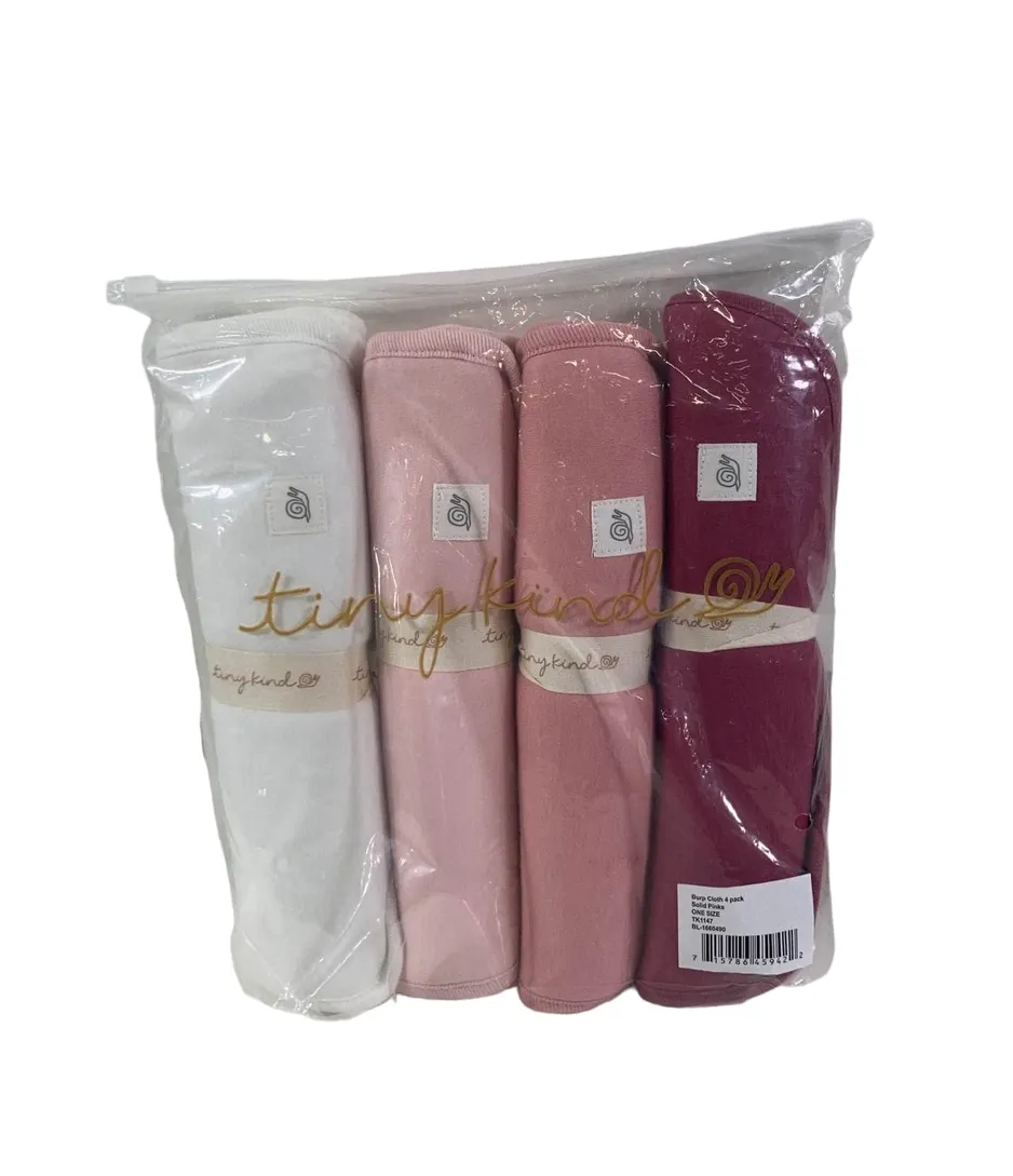 Tiny Kind Burp Cloth 4 Pack, Solid Pinks