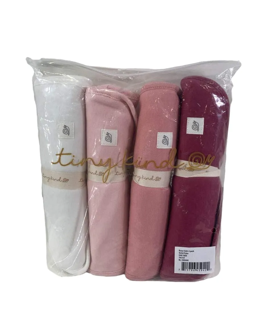 Tiny Kind Burp Cloth 4 Pack, Solid Pinks