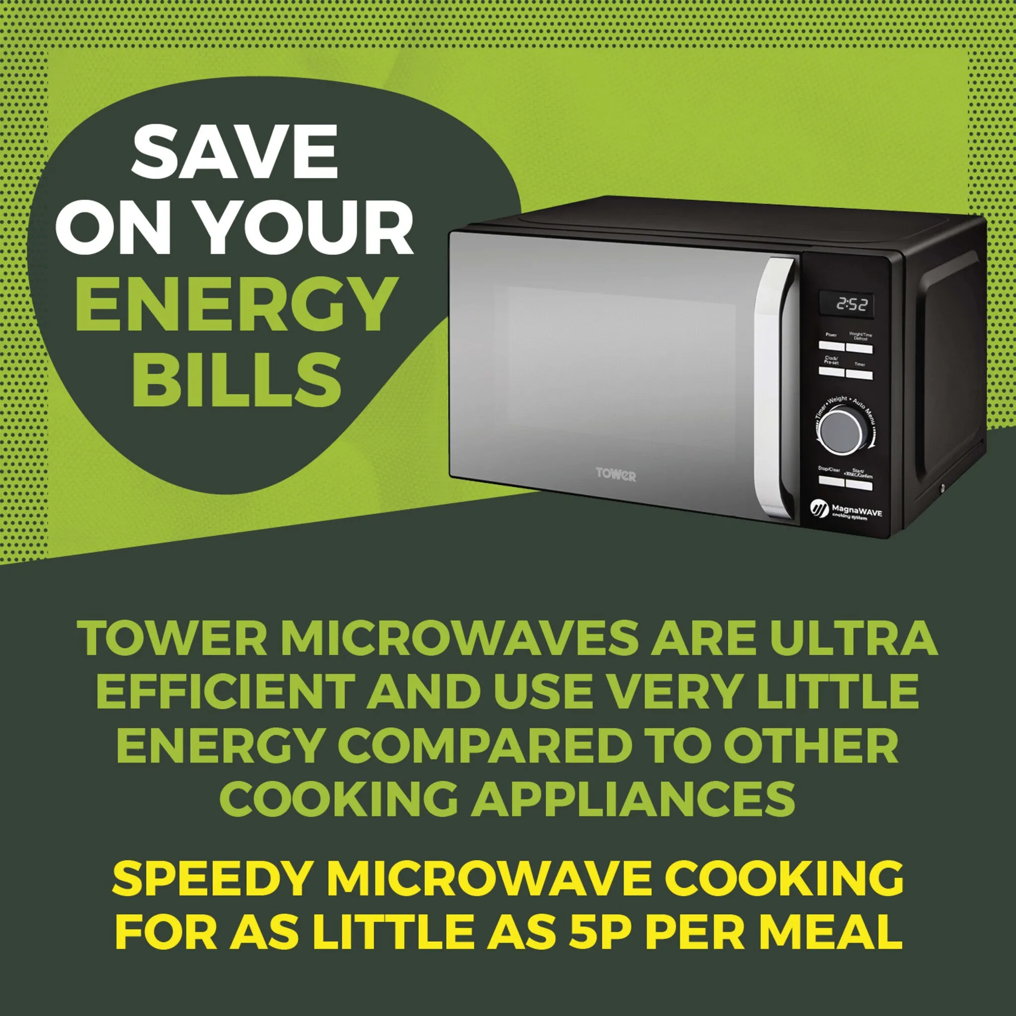 Tower Cavaletto 20L Manual Microwave - Black