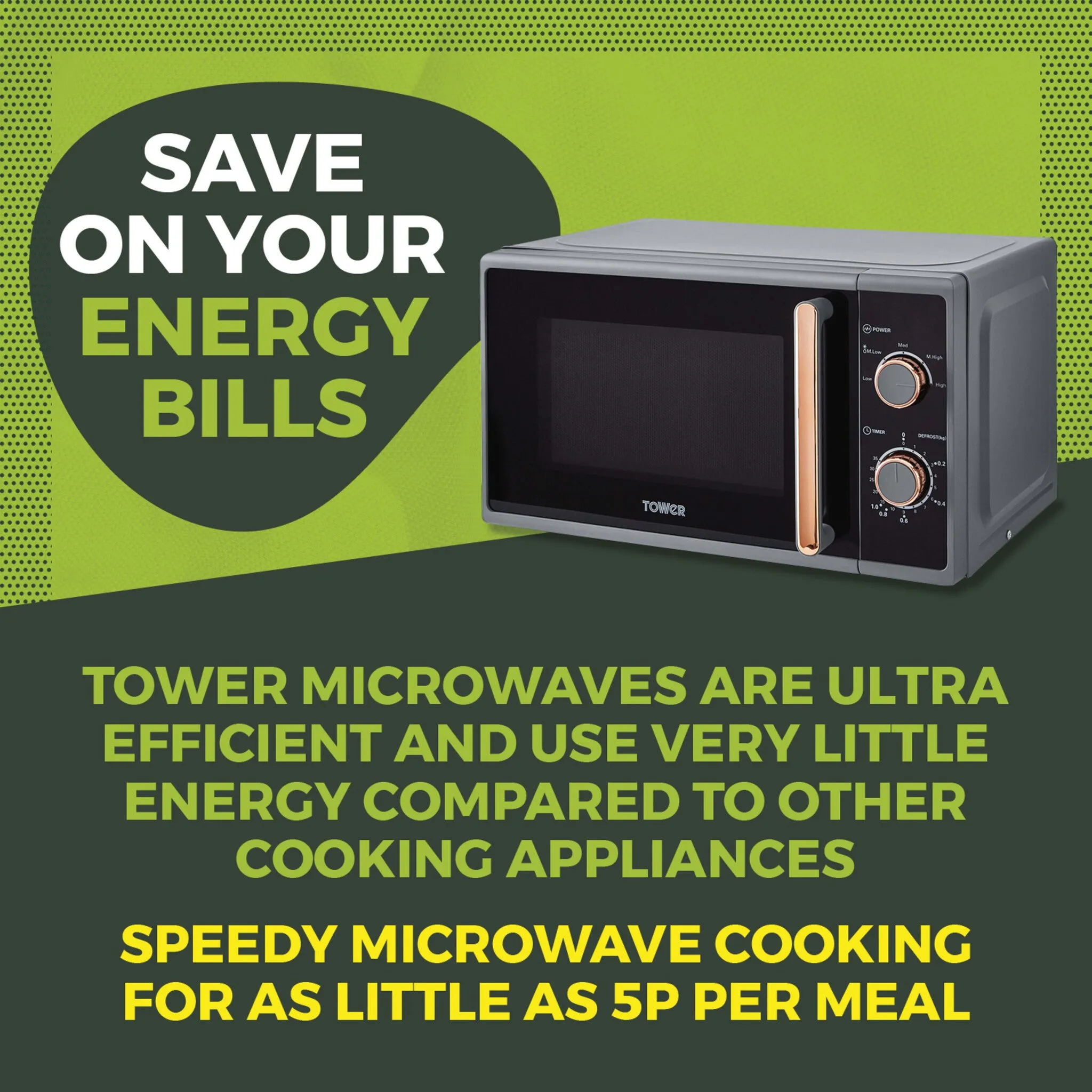 Tower Cavaletto 20L Manual Microwave - Grey