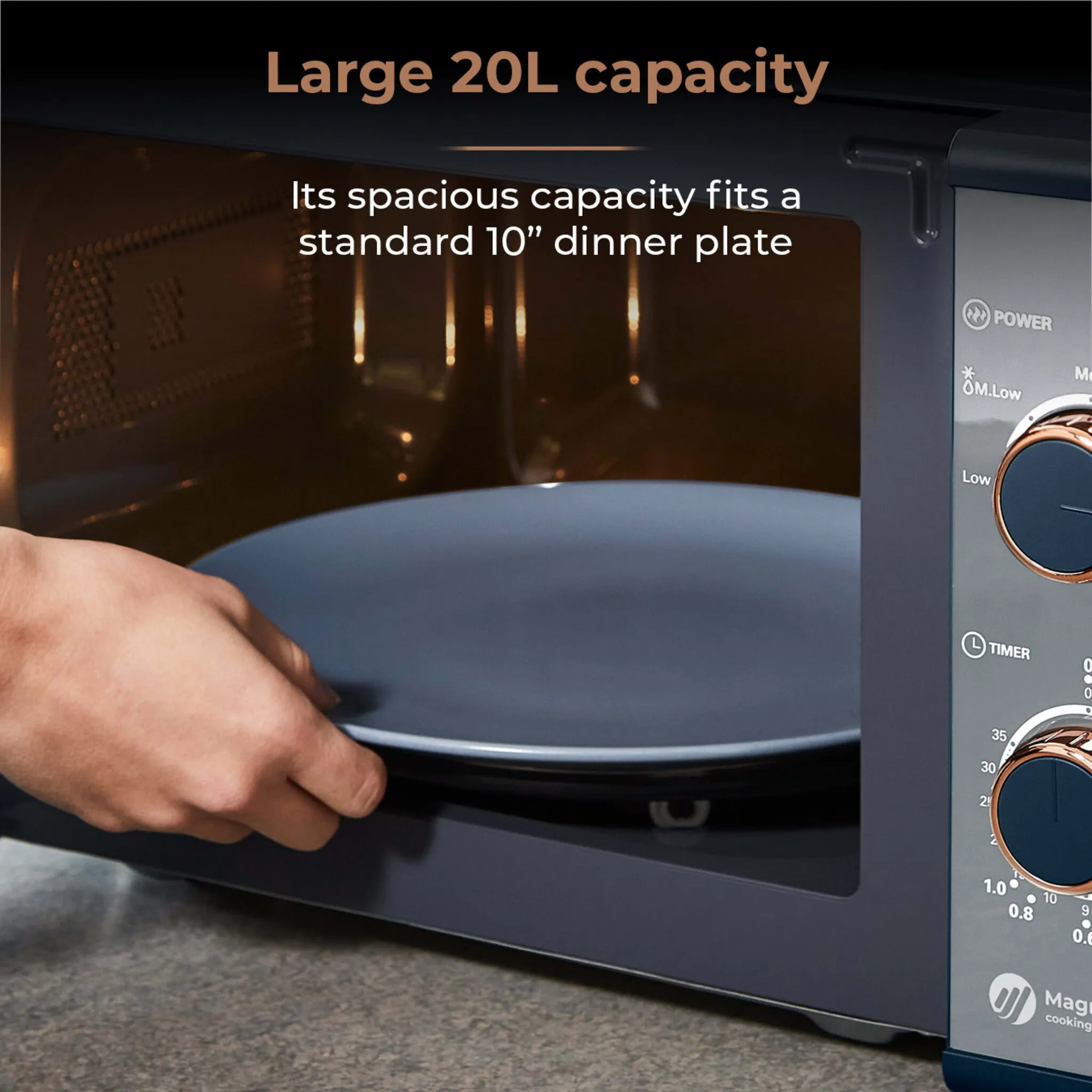 Tower Cavaletto 20L Manual Microwave - Midnight blue