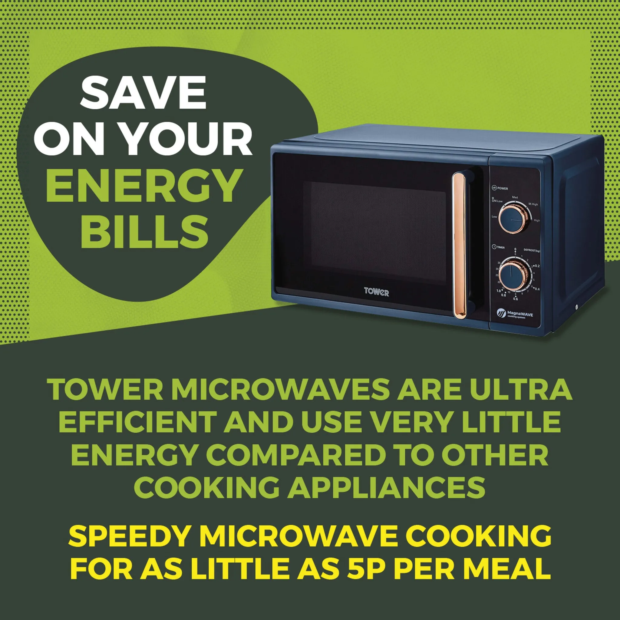 Tower Cavaletto 20L Manual Microwave - Midnight blue