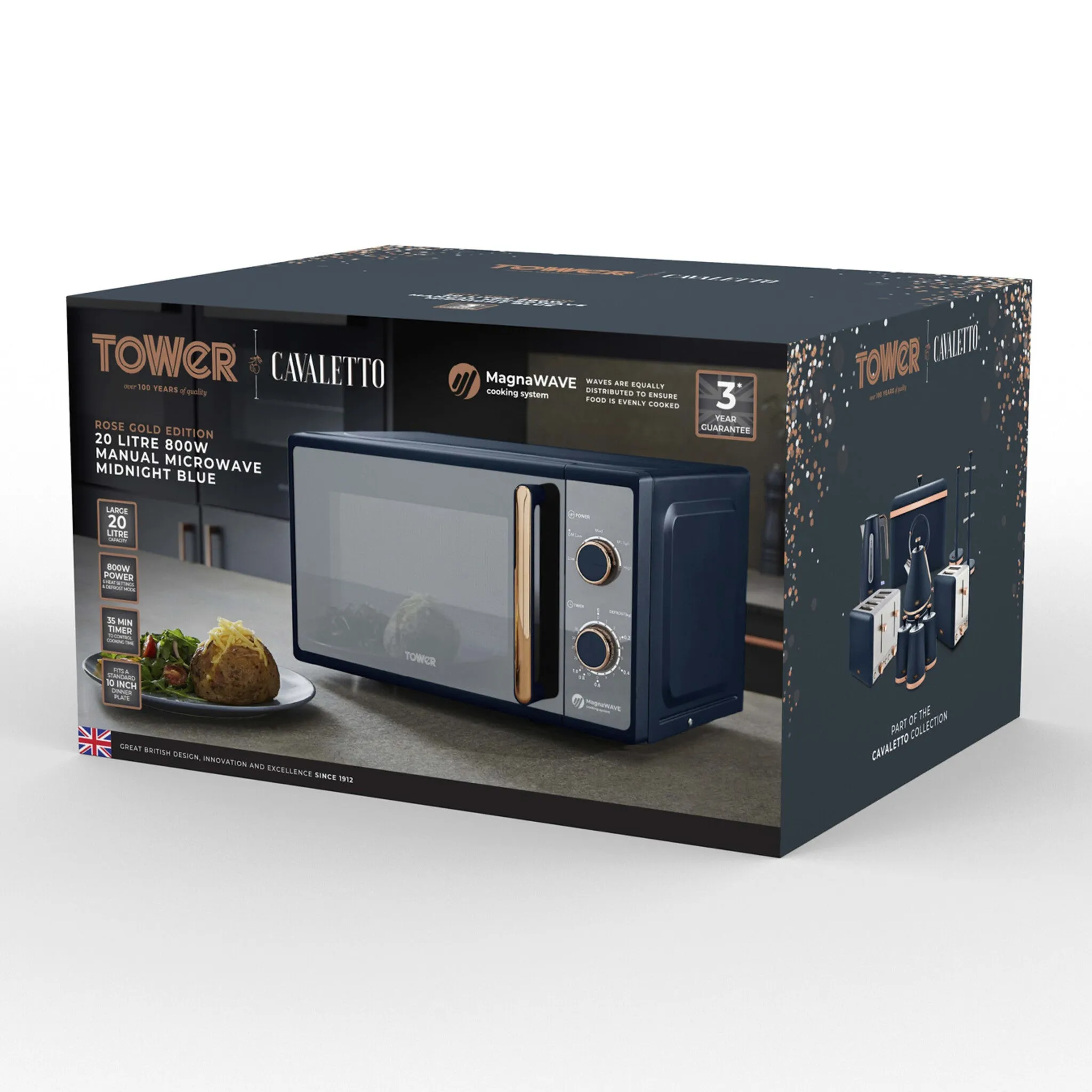 Tower Cavaletto 20L Manual Microwave - Midnight blue