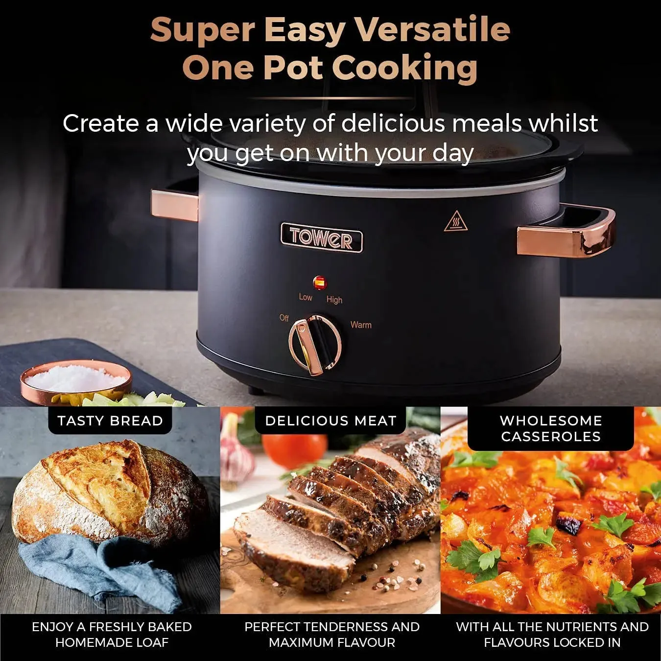 Tower Cavaletto 3.5L Slow Cooker- Black