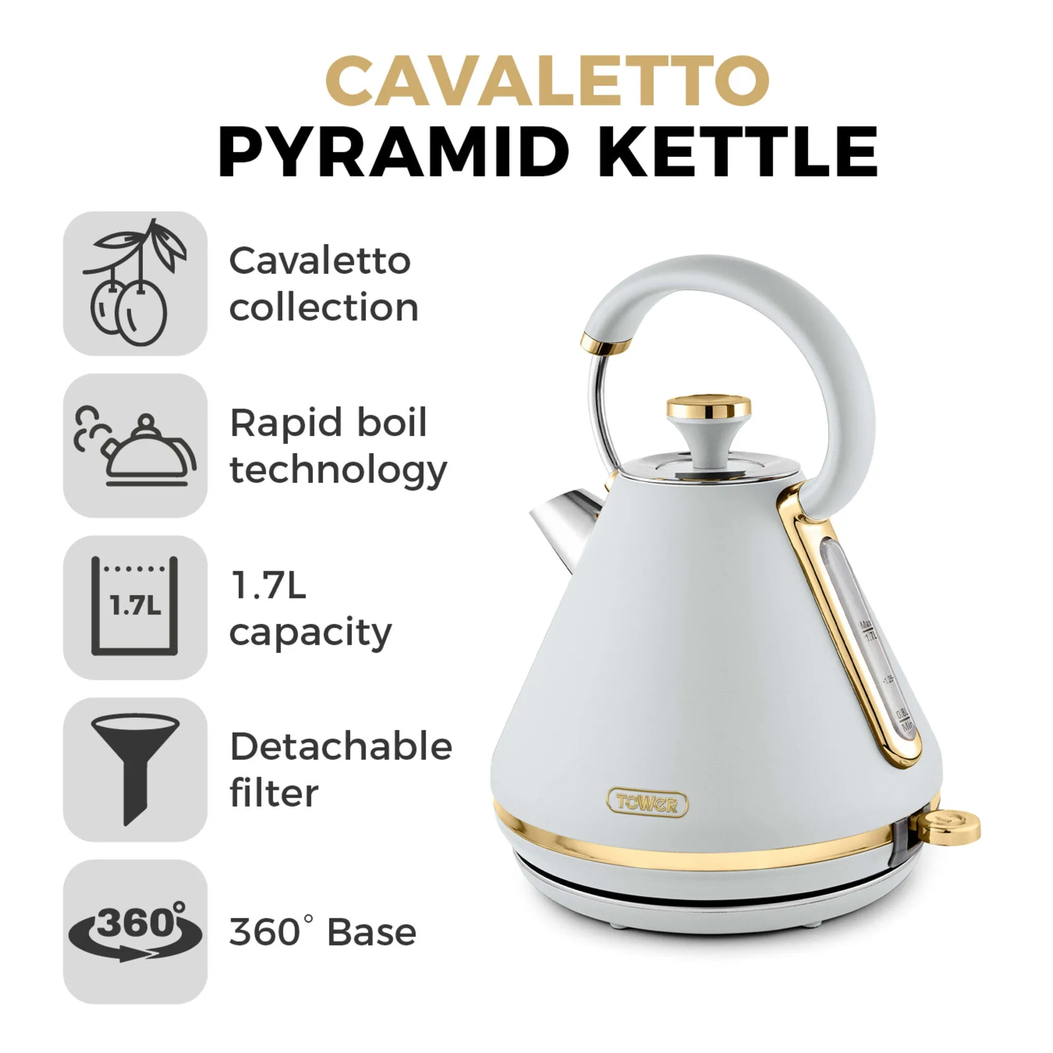 Tower Cavaletto 3KW 1.7 Litre Pyramid Kettle
