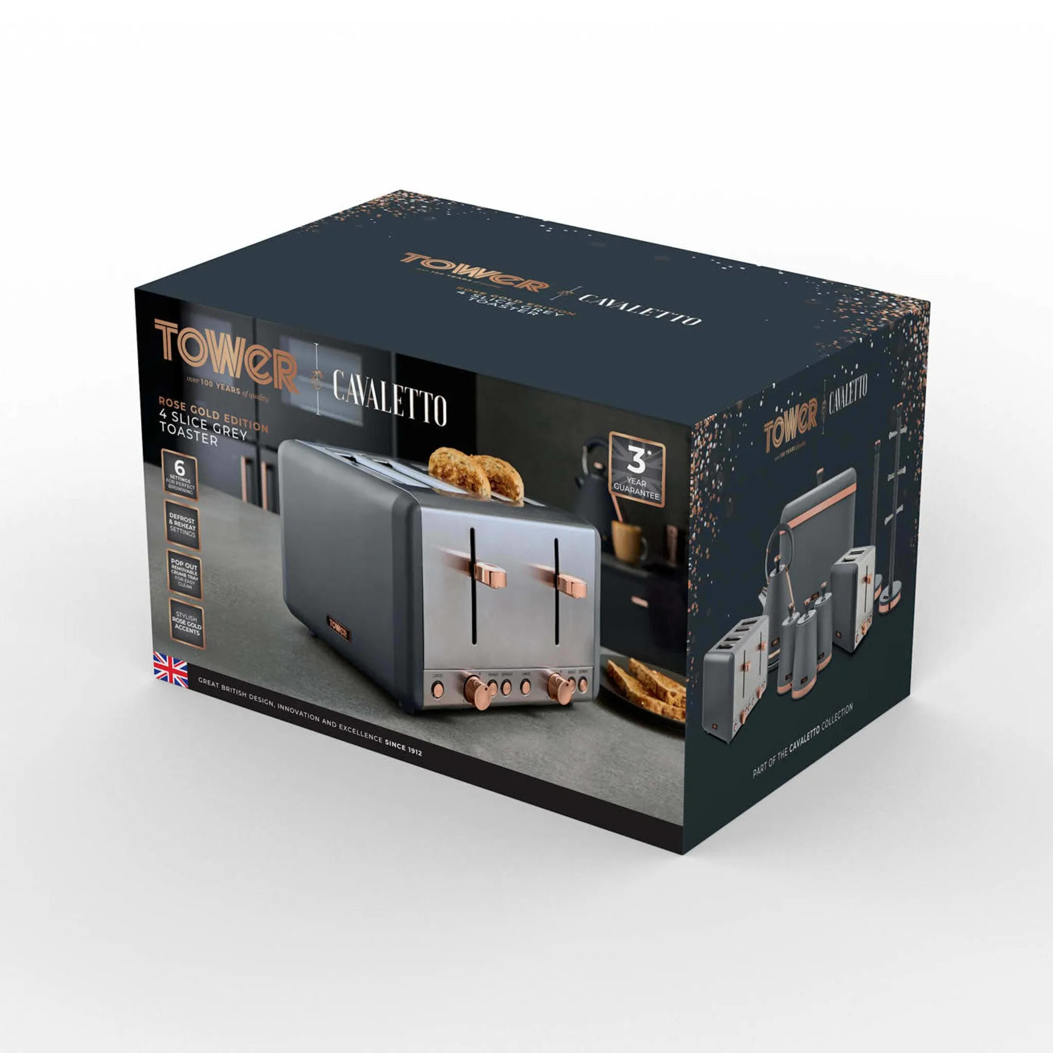 Tower Cavaletto 4 Slice Stainless Steel Toaster