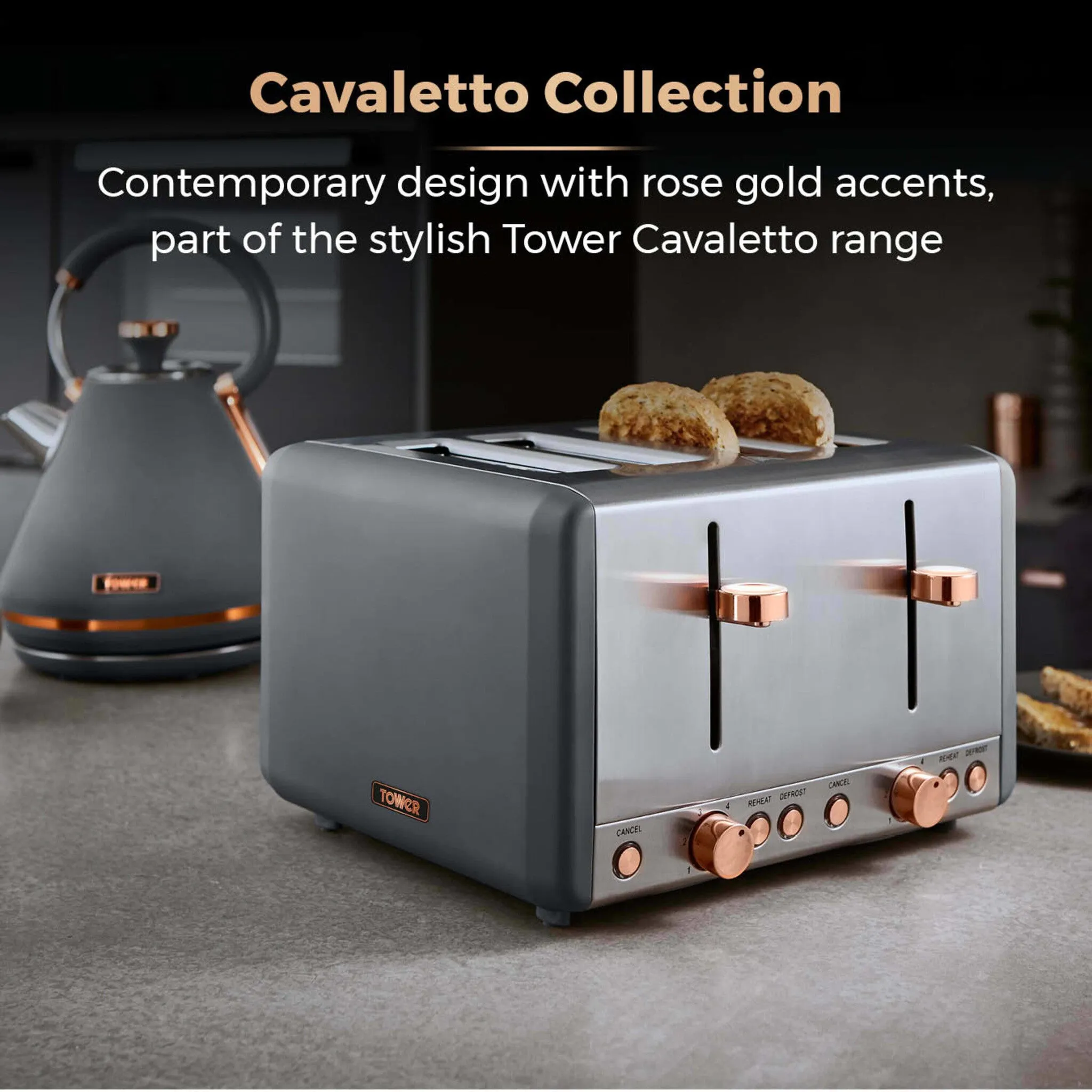 Tower Cavaletto 4 Slice Stainless Steel Toaster