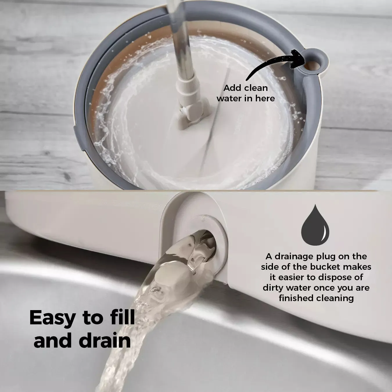 Tower Duo Compact Spin Mop - Latte