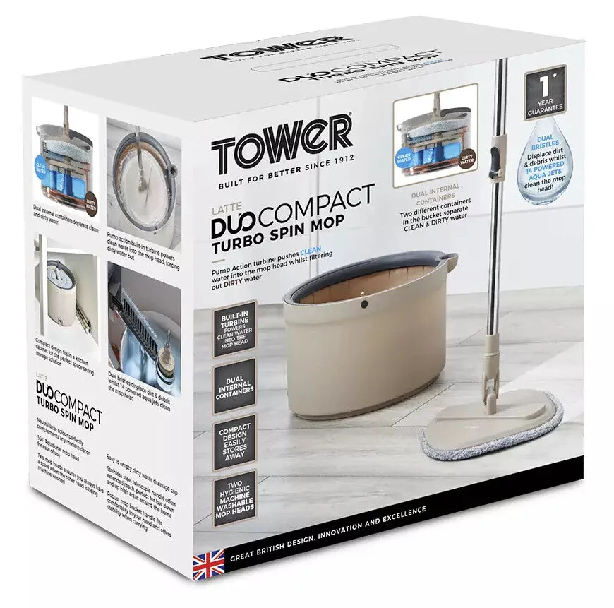 Tower Duo Compact Spin Mop - Latte