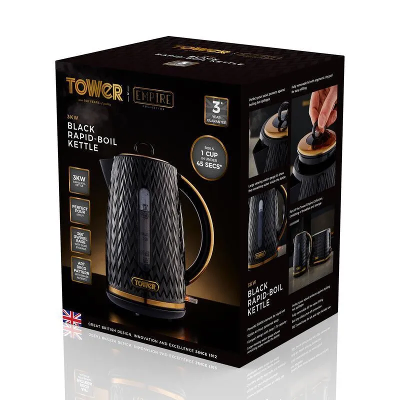 Tower Empire electric kettle 1.7 L 3000 W Black