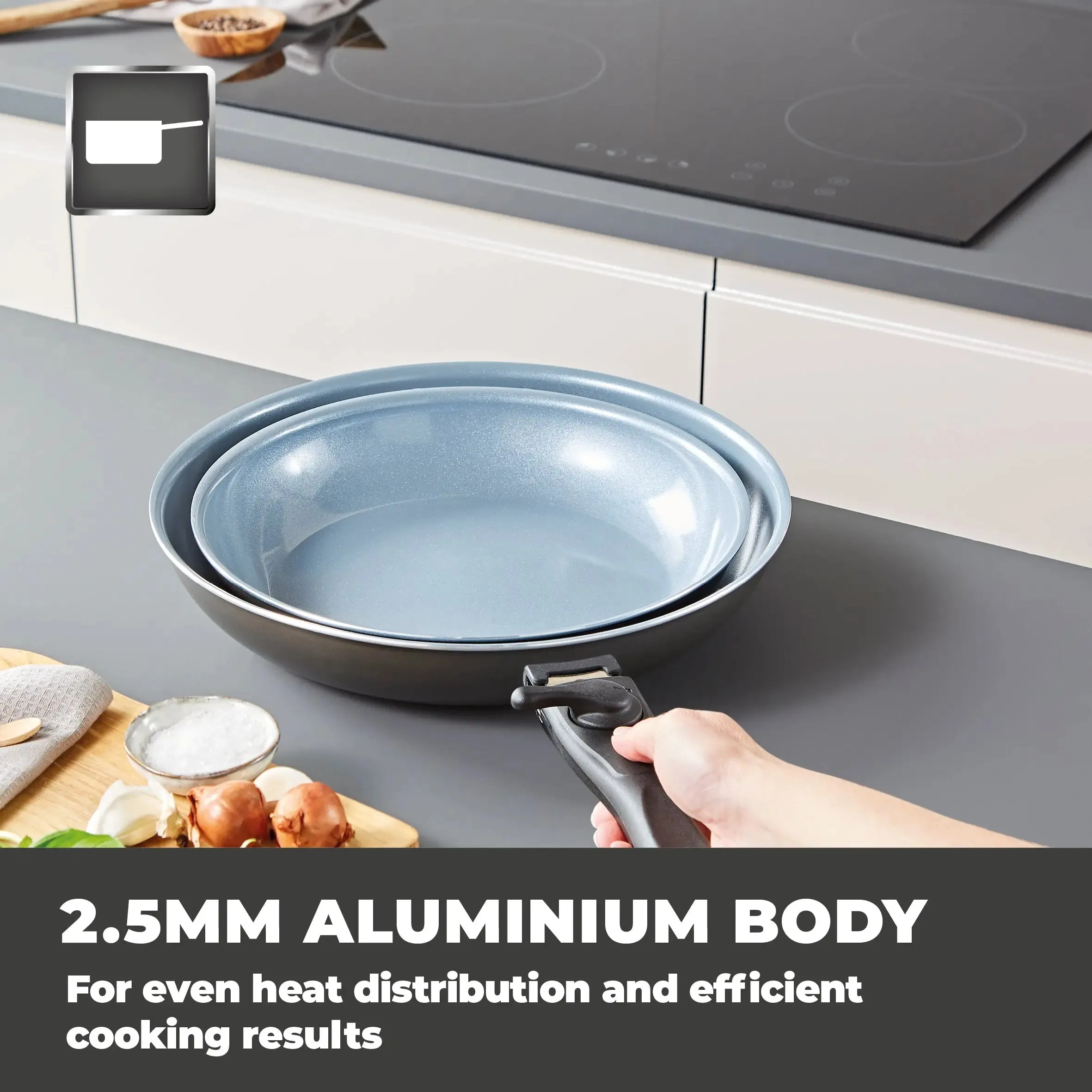 Tower Freedom 3 Piece Frying Pan Set Graphite