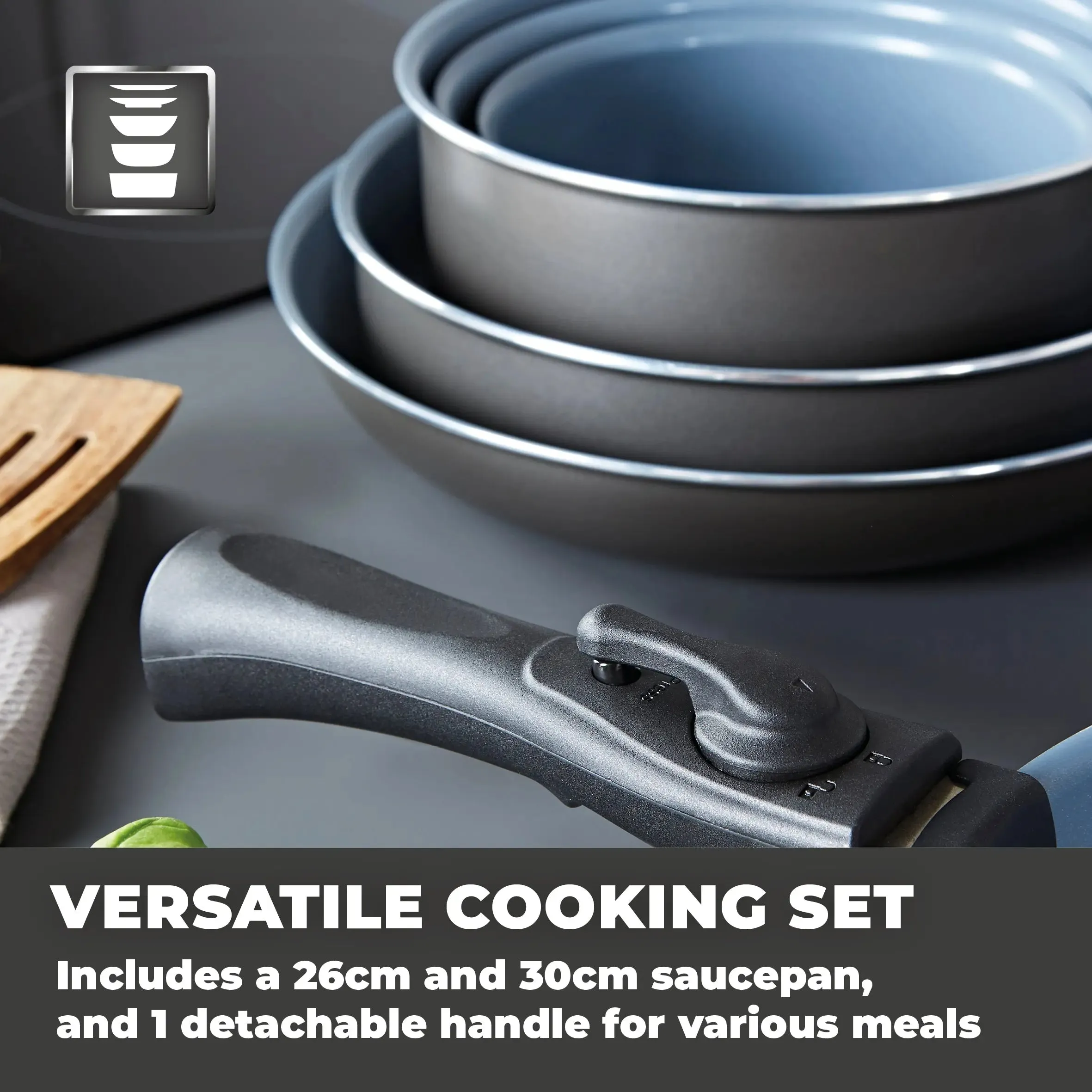 Tower Freedom 3 Piece Frying Pan Set Graphite