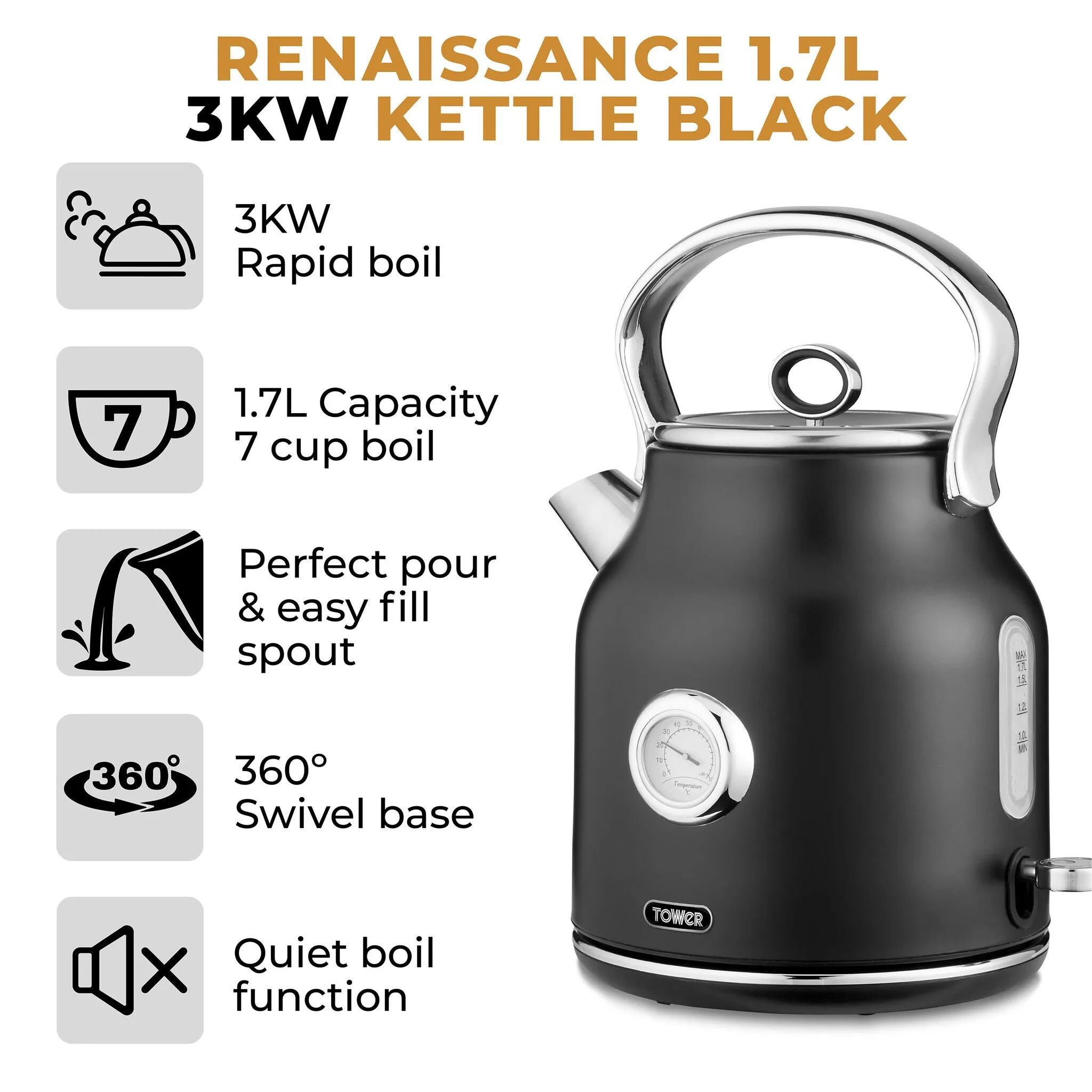 Tower Renaissance 1.7 Litre 3KW Kettle