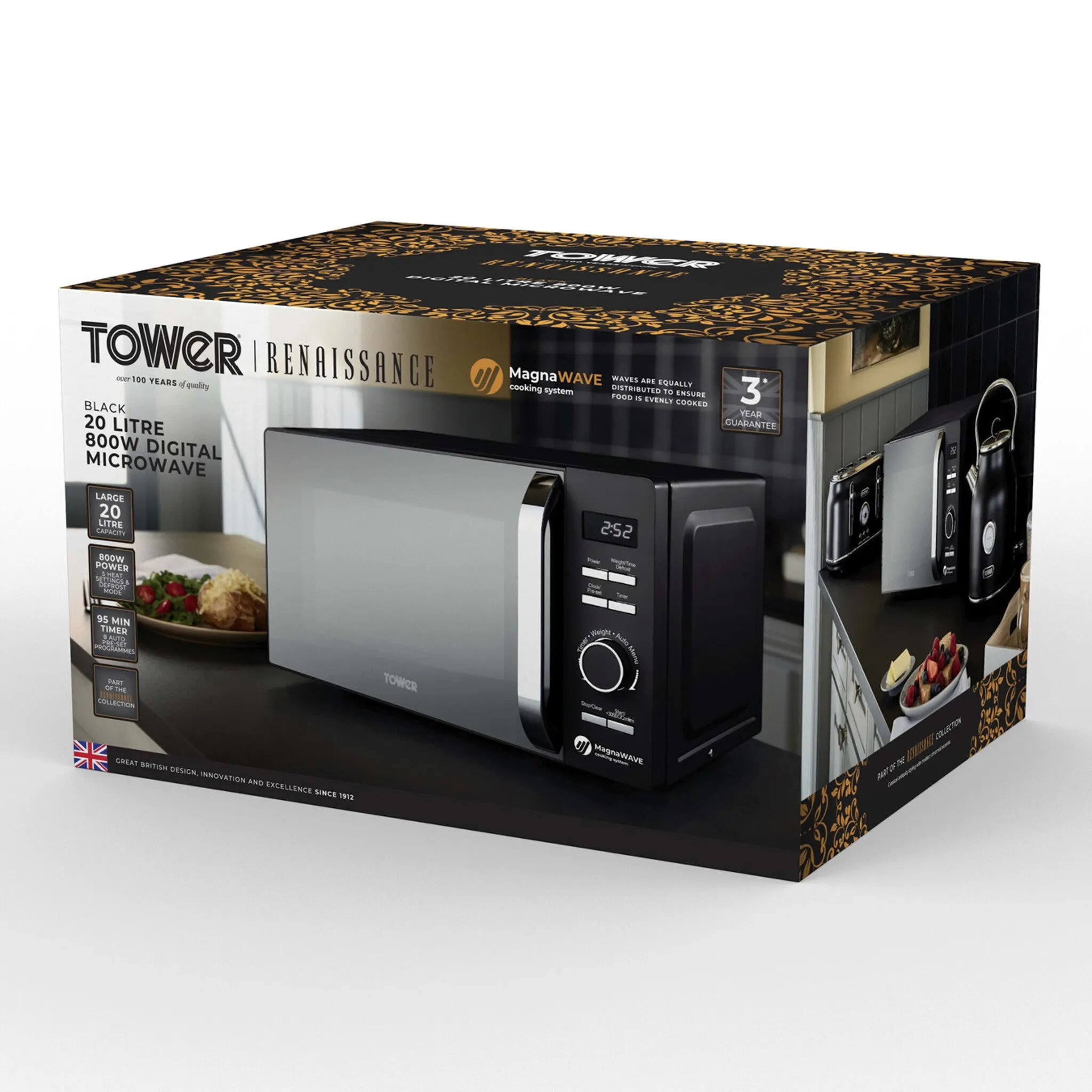 Tower Renaissance 20L Microwave - Black