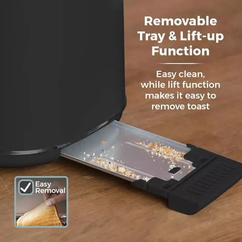 Tower Scandi 2 Slice 800W Toaster - Black