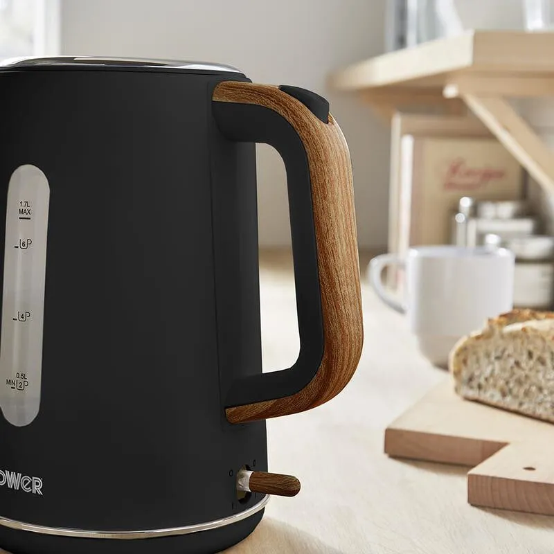 Tower Scandi electric kettle 1.7 L 3000 W Black, Wood