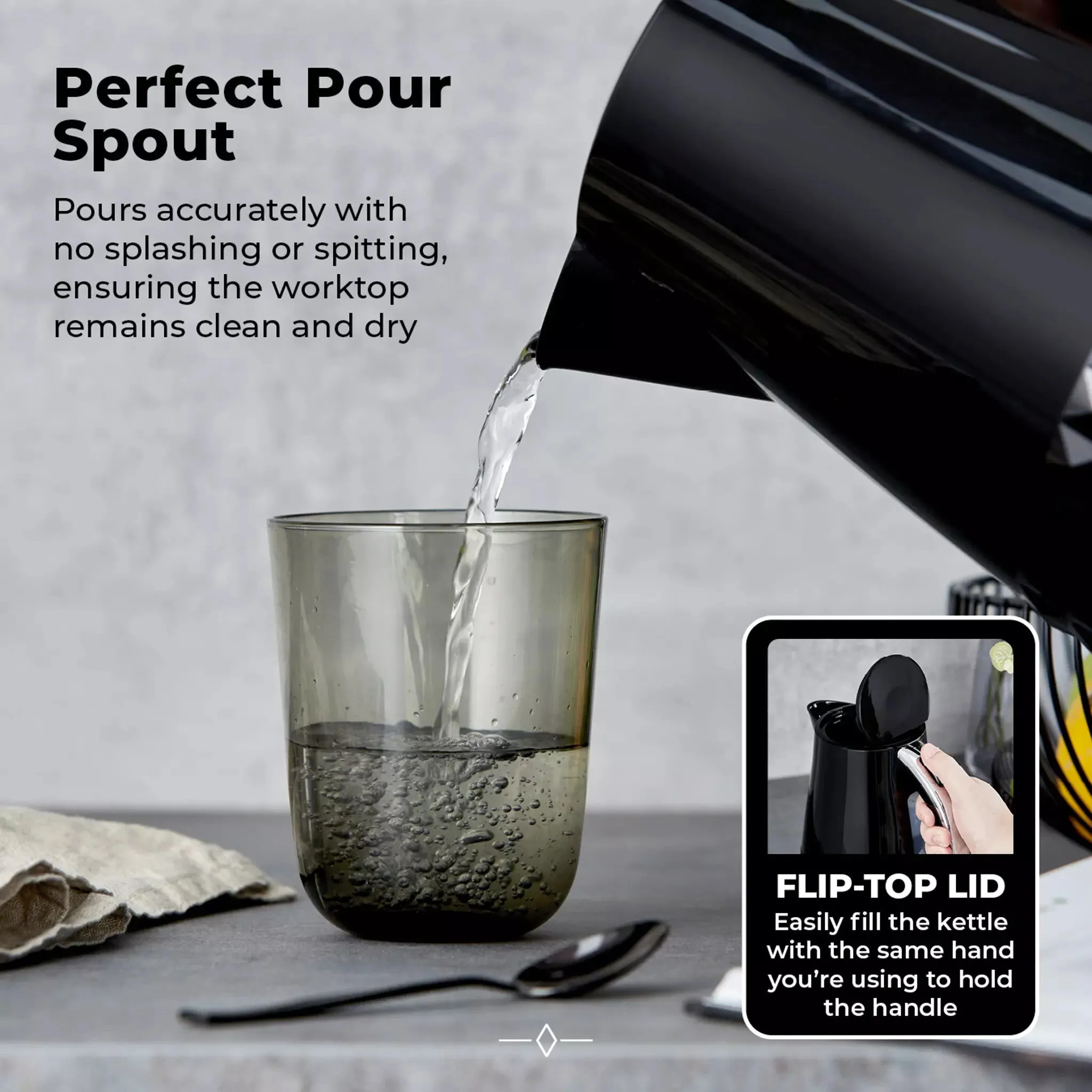 Tower Solitaire 1.5L 3KW Kettle - Black
