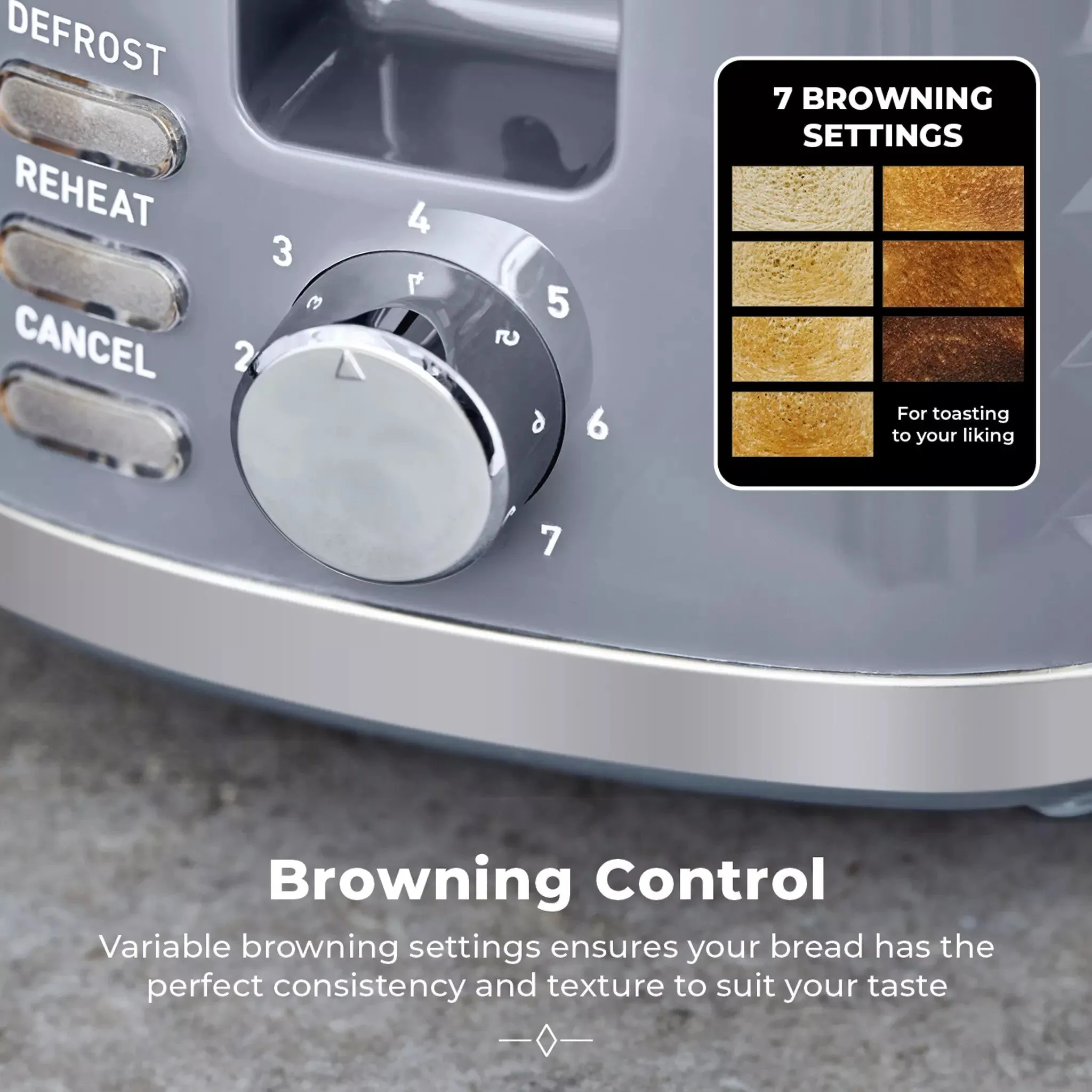 Tower Solitaire 2 Slice Toaster - Grey