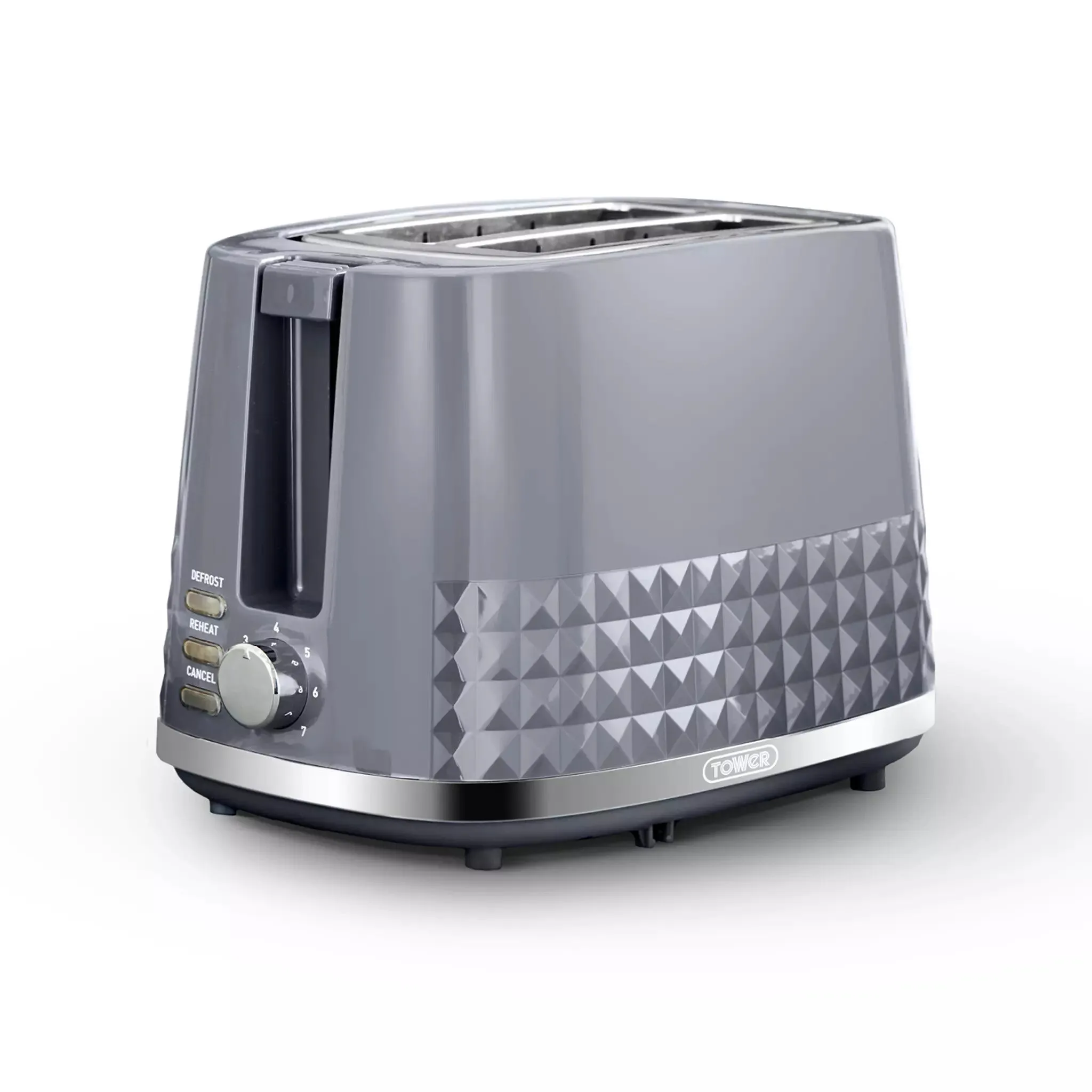 Tower Solitaire 2 Slice Toaster - Grey