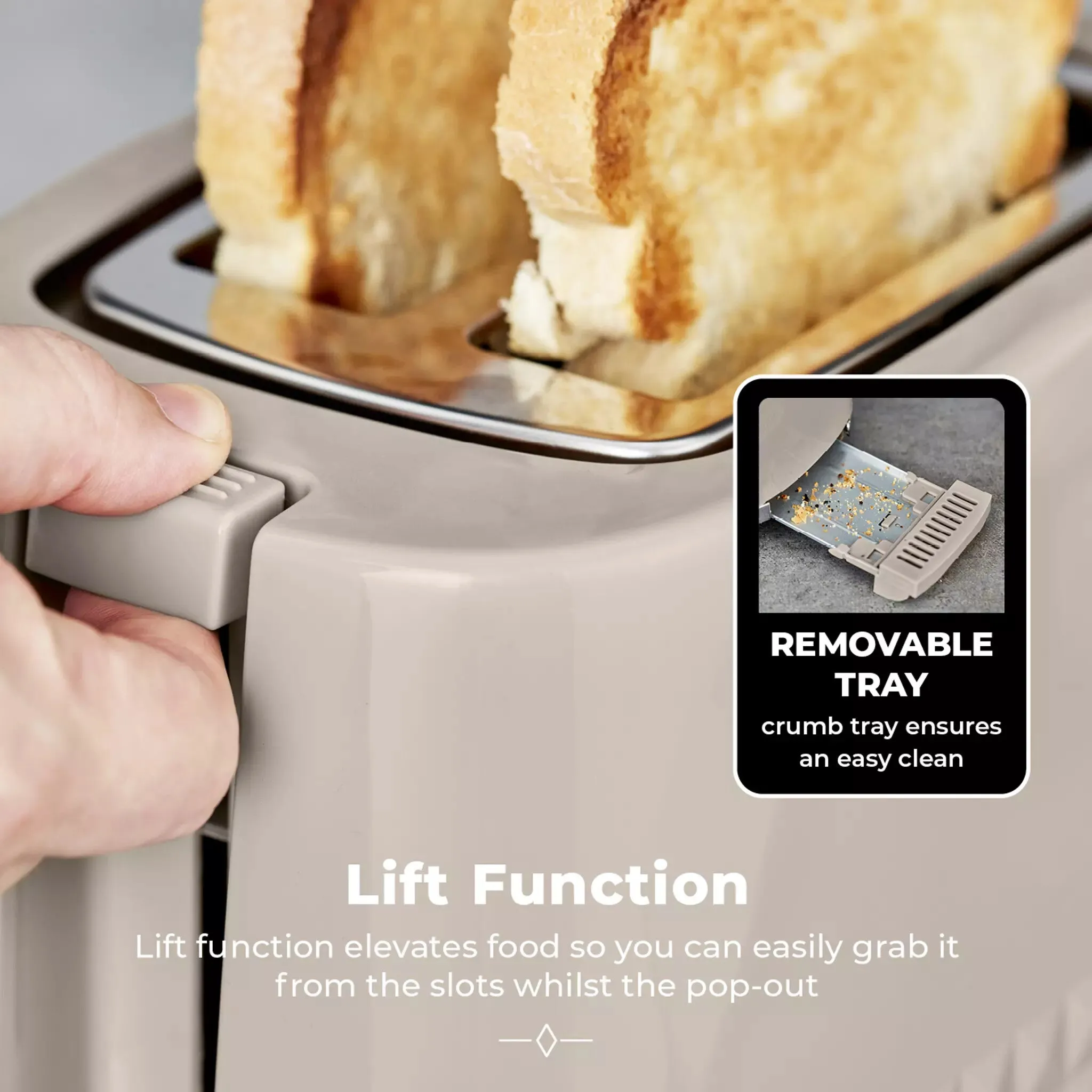 Tower Solitaire 2 Slice Toaster - Latte