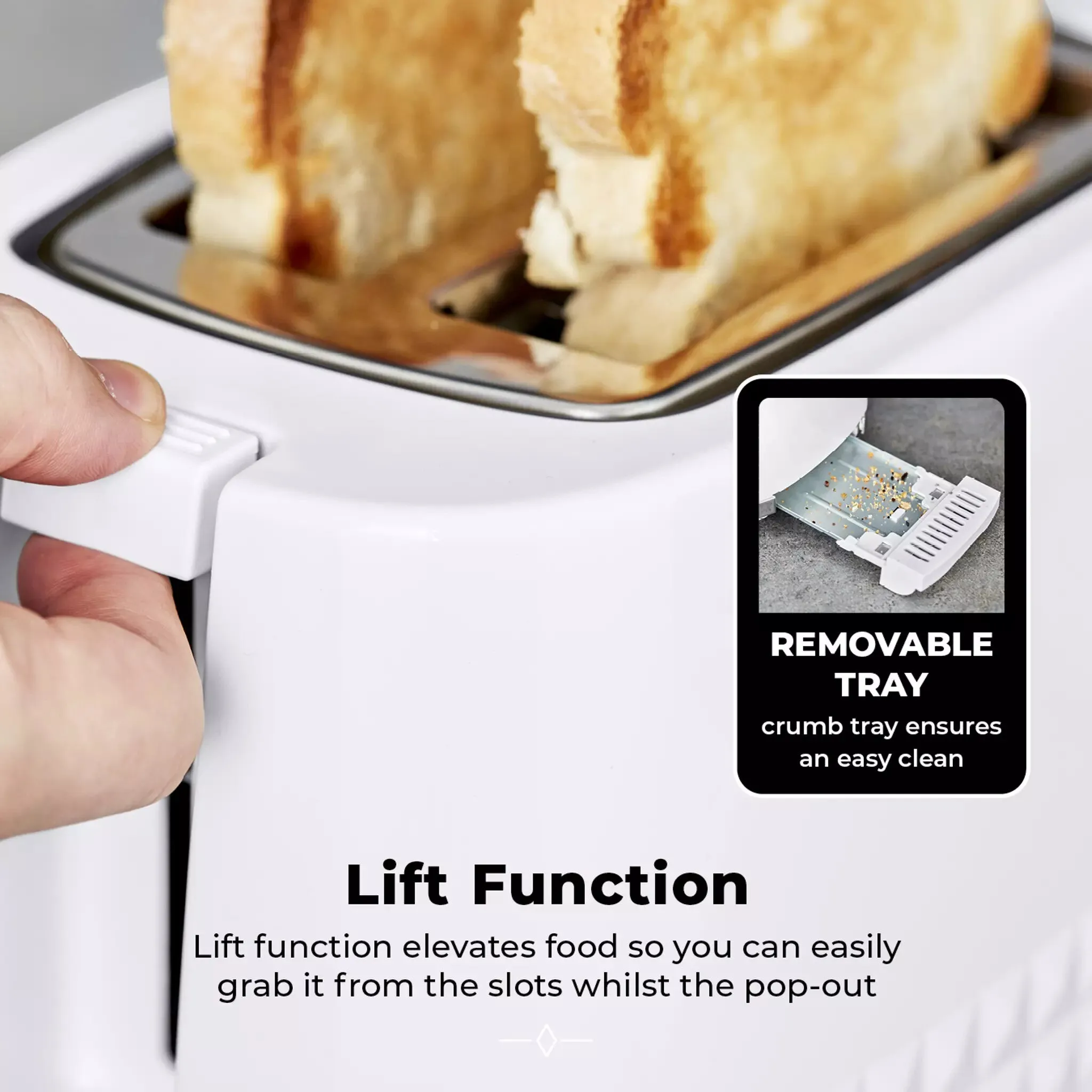 Tower Solitaire 2 Slice Toaster -White