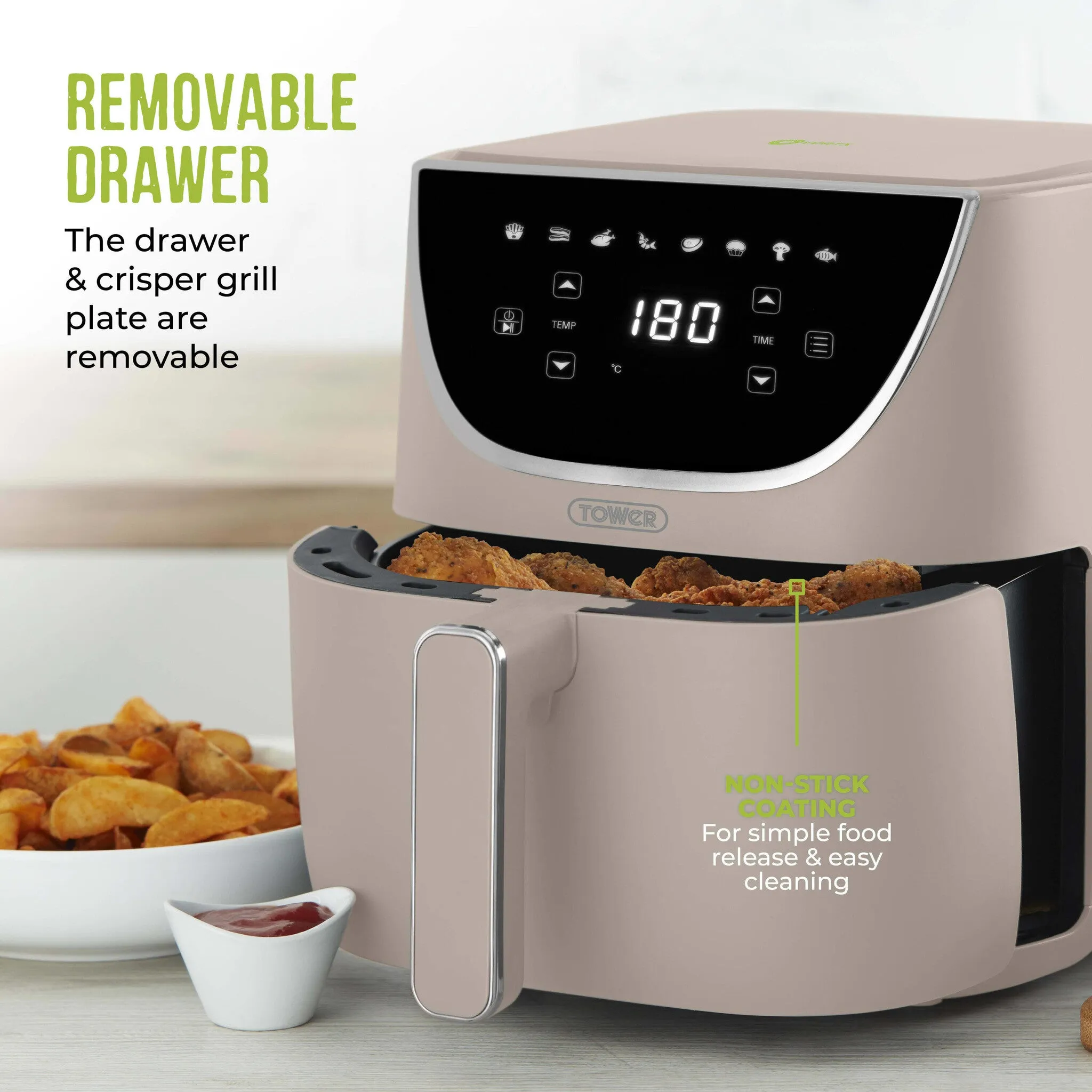 Tower T17127MSH fryer Single 6 L Stand-alone 1700 W Hot air fryer Brown