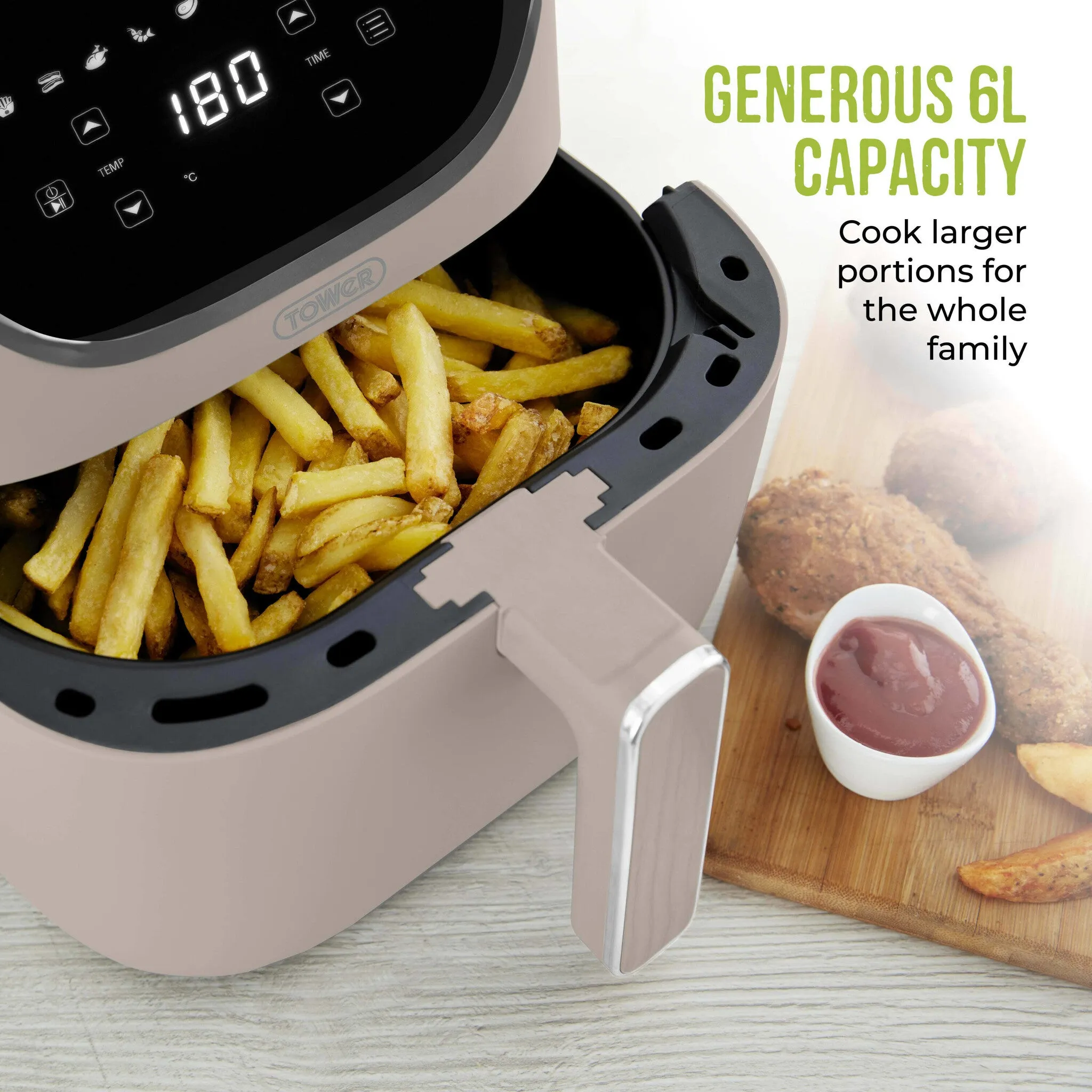 Tower T17127MSH fryer Single 6 L Stand-alone 1700 W Hot air fryer Brown
