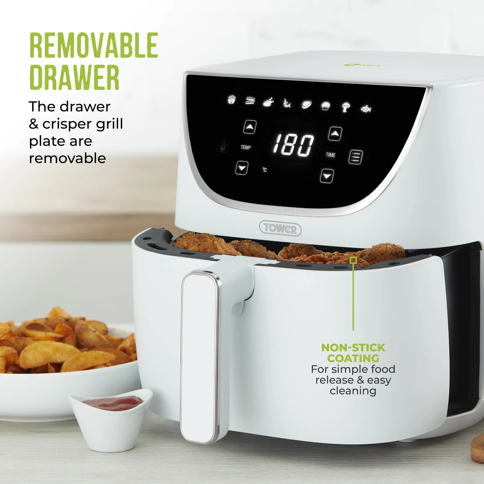 Tower T17127WHT fryer Single 6 L Stand-alone 1700 W Hot air fryer White